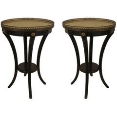 Pair of Maison Jansen French Louis XVI Style Gilt Glass End Tables