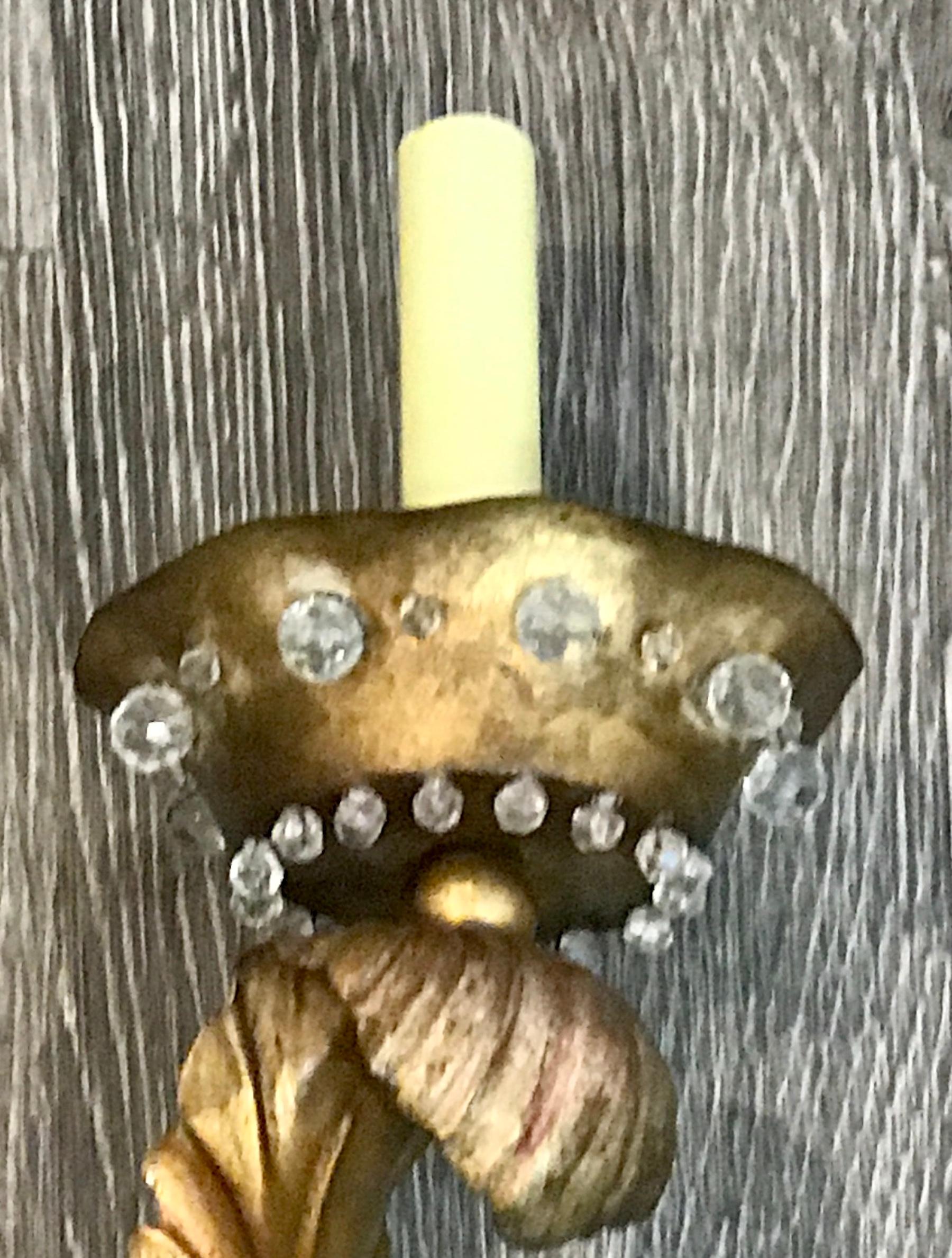 Modern Pair of Maison Jansen Gilt Feather Motif Wall Sconces For Sale