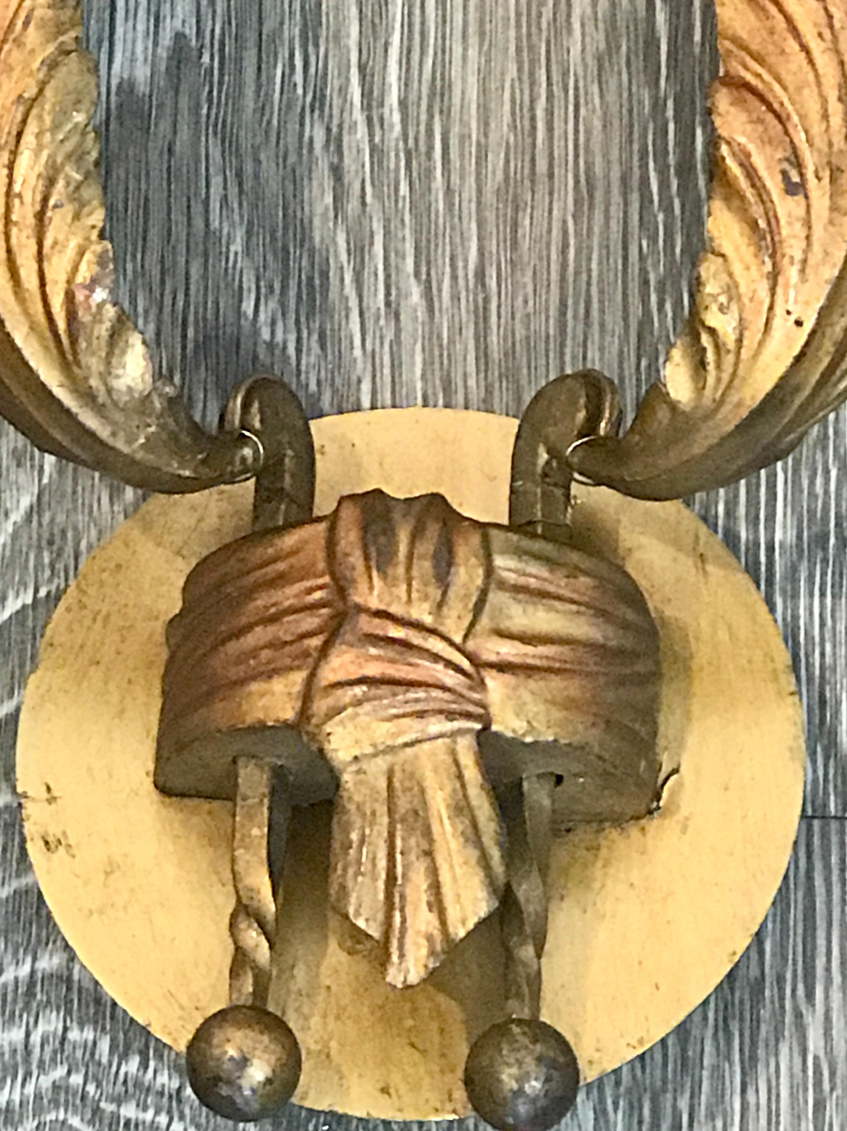 Pair of Maison Jansen Gilt Feather Motif Wall Sconces In Good Condition For Sale In West Palm Beach, FL