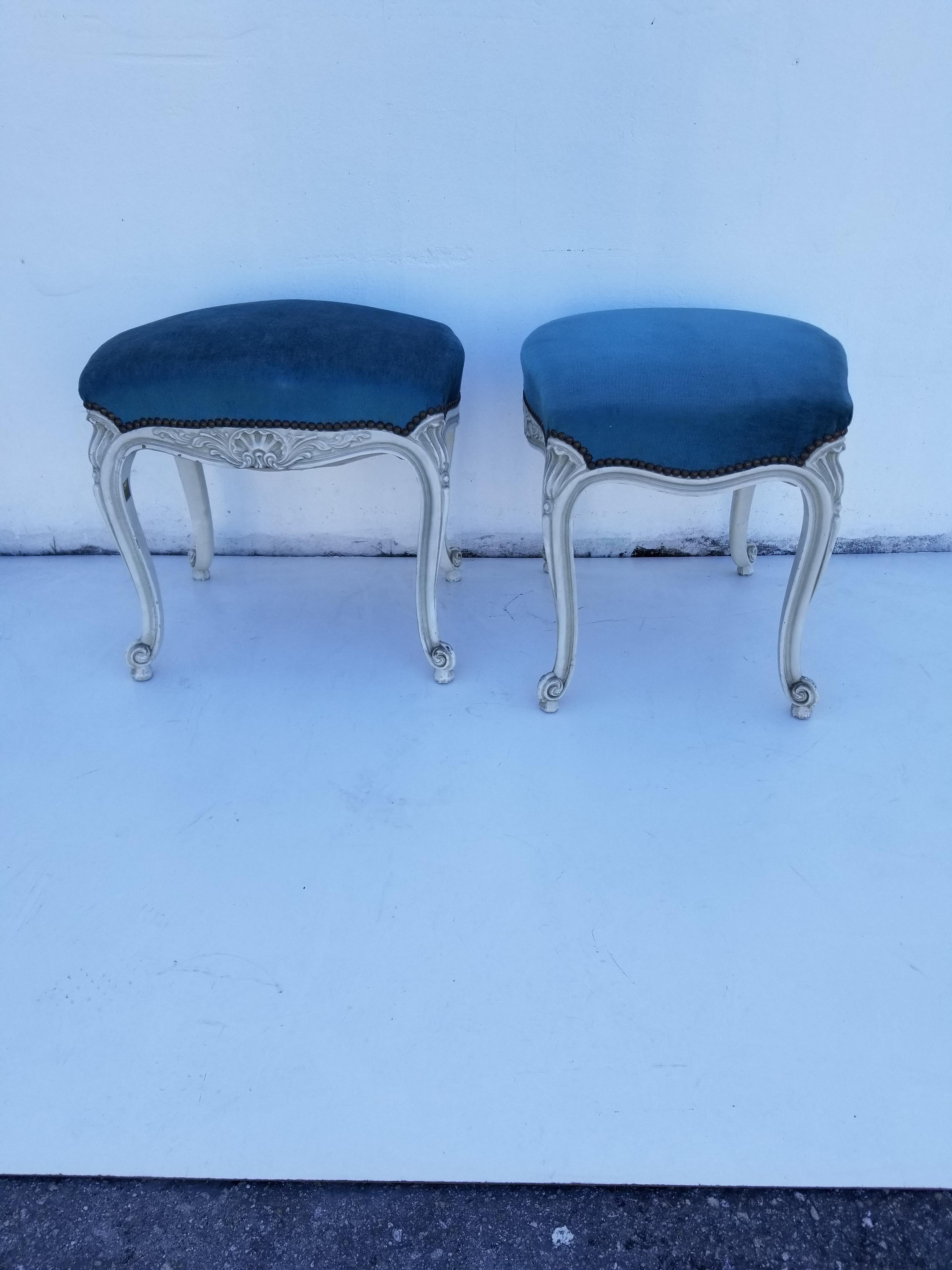 French Pair of Maison Jansen Louis The XV style Stools For Sale