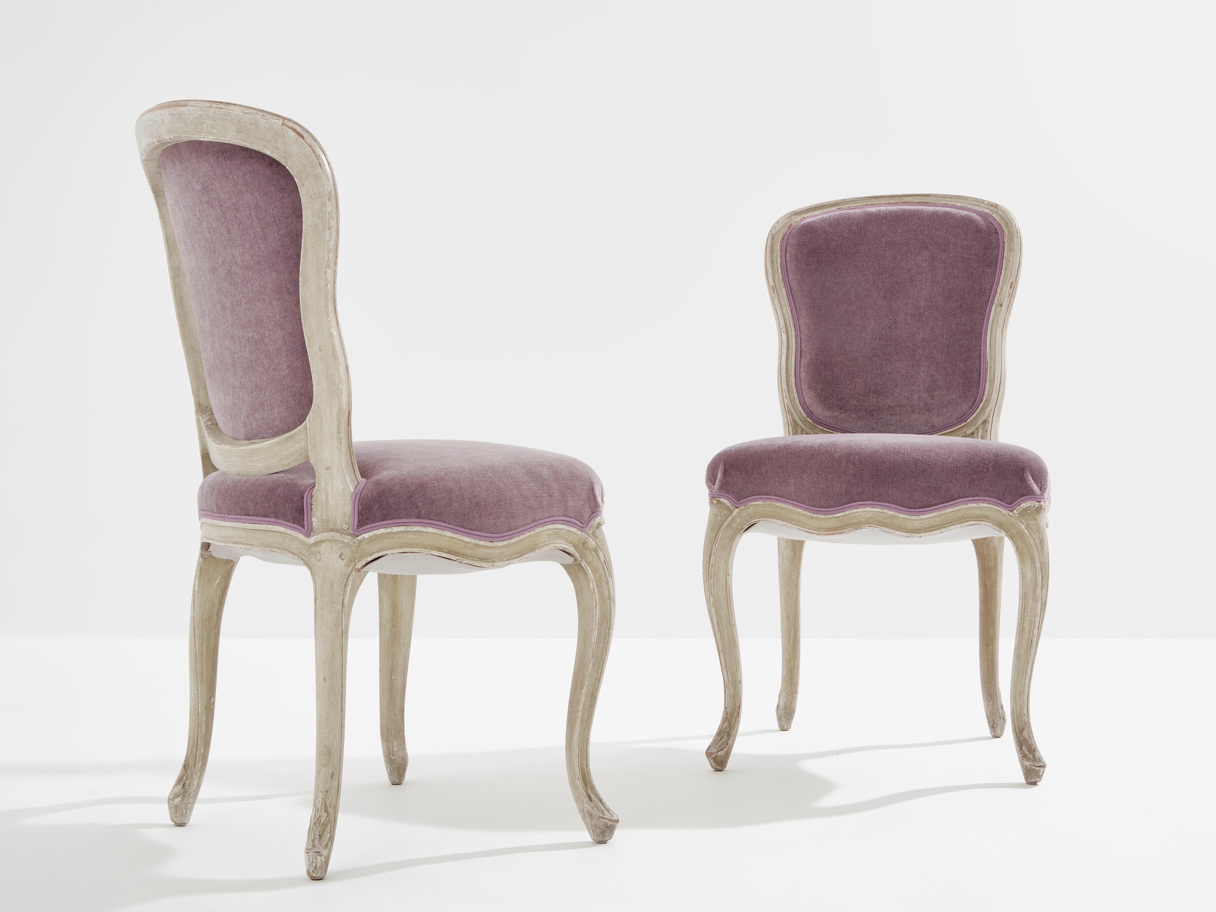 Neoclassical Pair of Maison Jansen Louis XV neoclassical slipper chairs 1940s For Sale