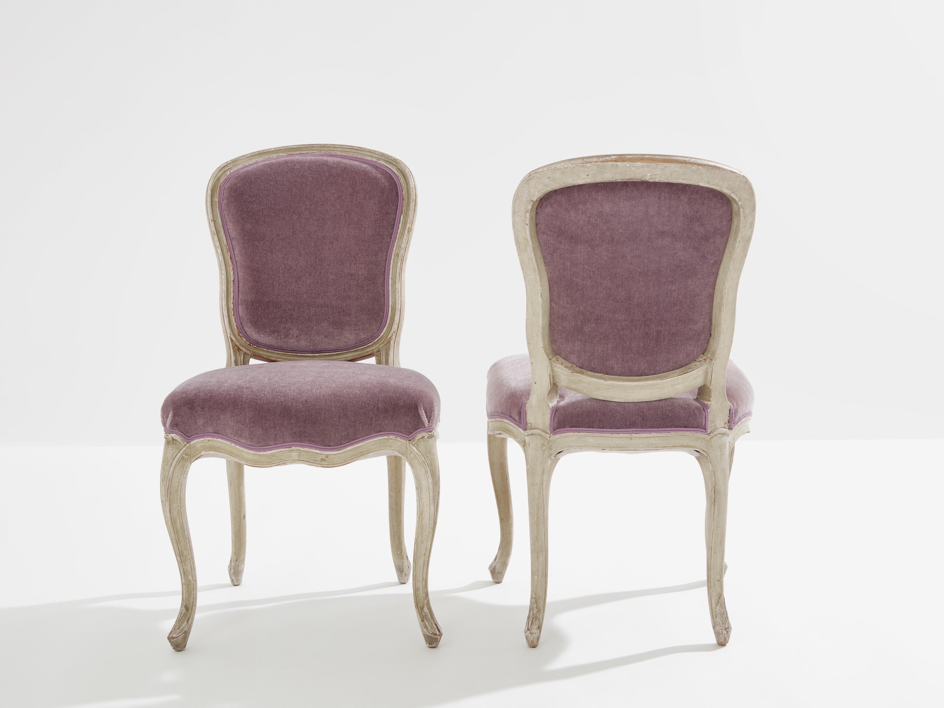 French Pair of Maison Jansen Louis XV neoclassical slipper chairs 1940s For Sale