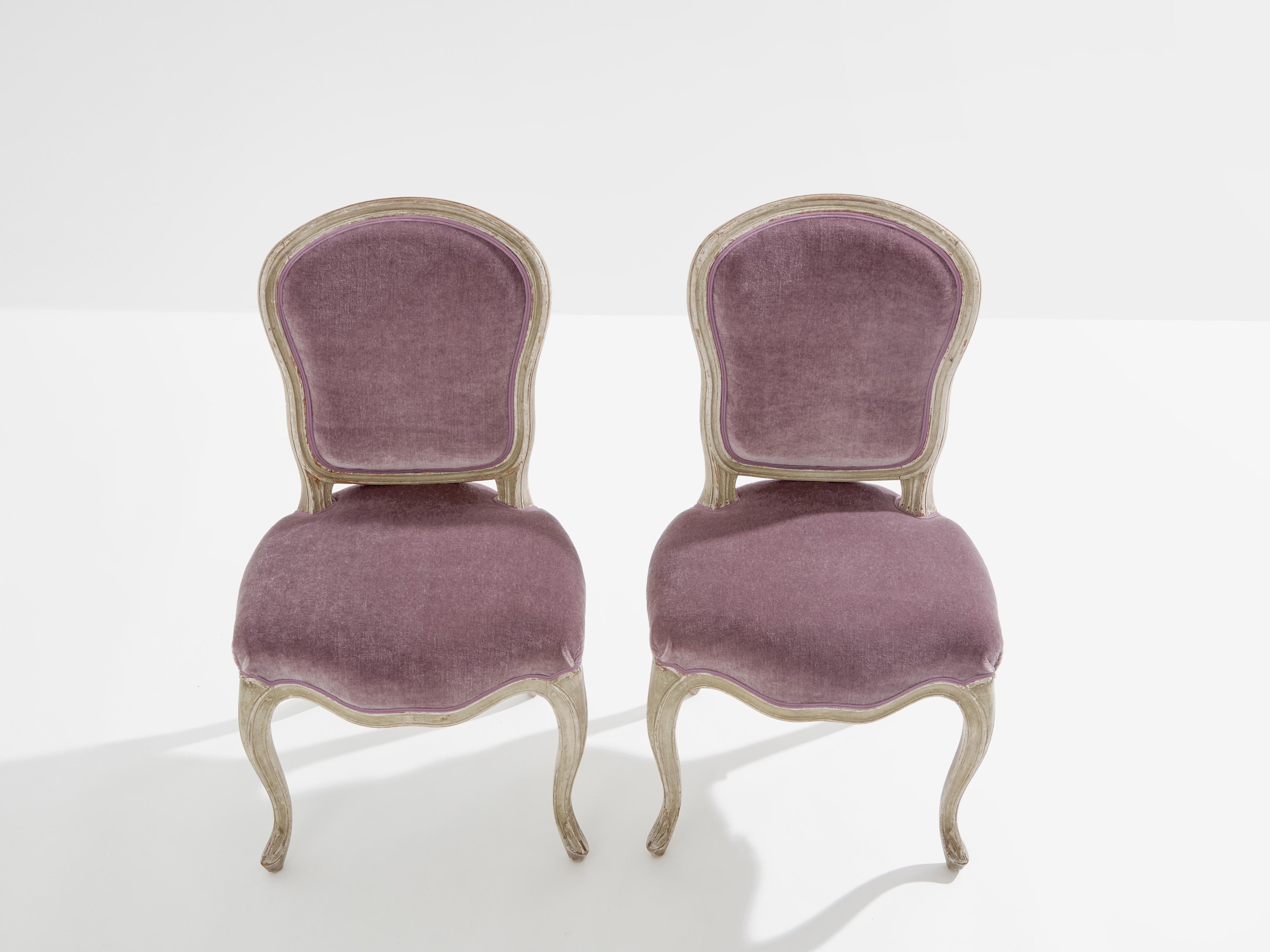 Pair of Maison Jansen Louis XV neoclassical slipper chairs 1940s For Sale 1
