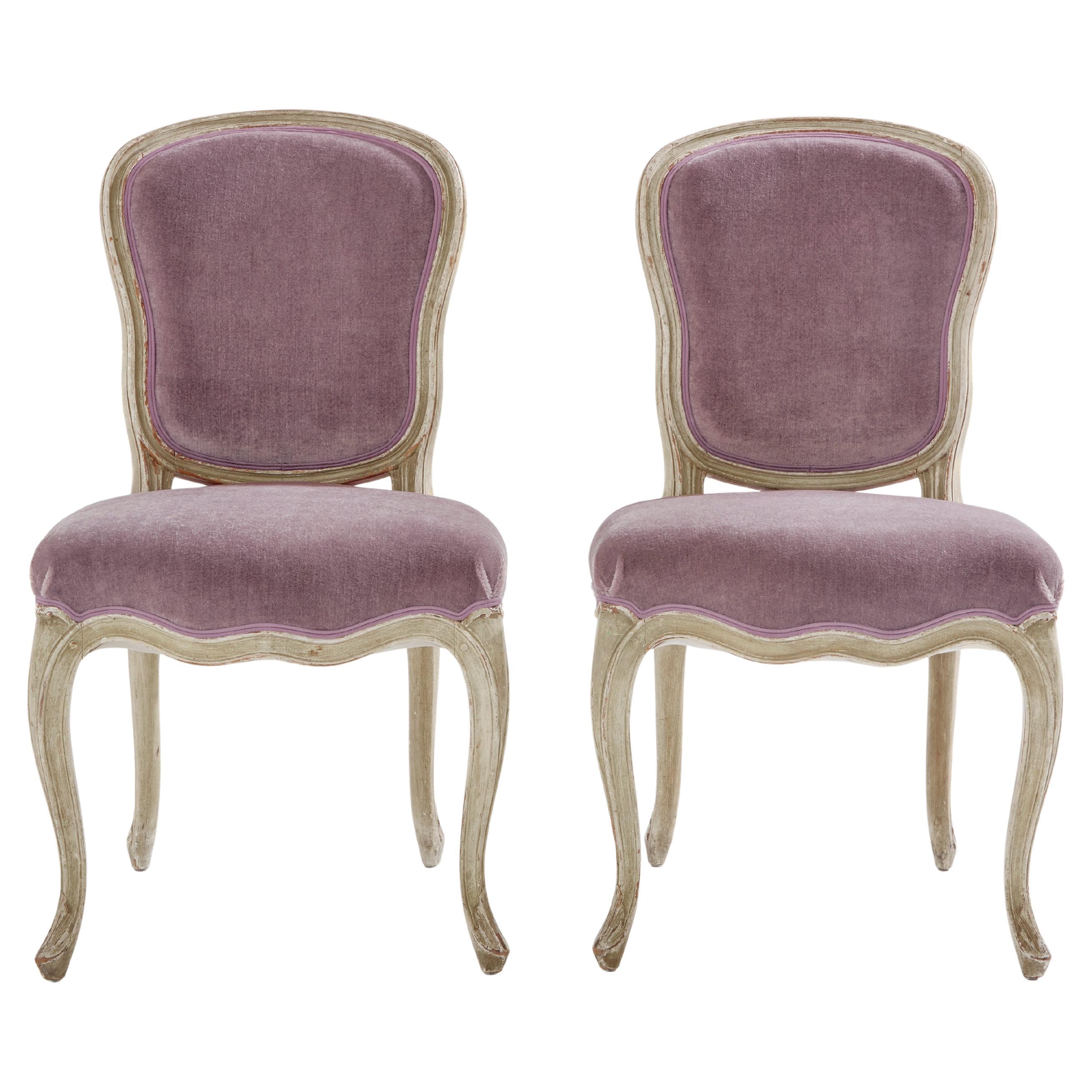 Pair of Maison Jansen Louis XV neoclassical slipper chairs 1940s