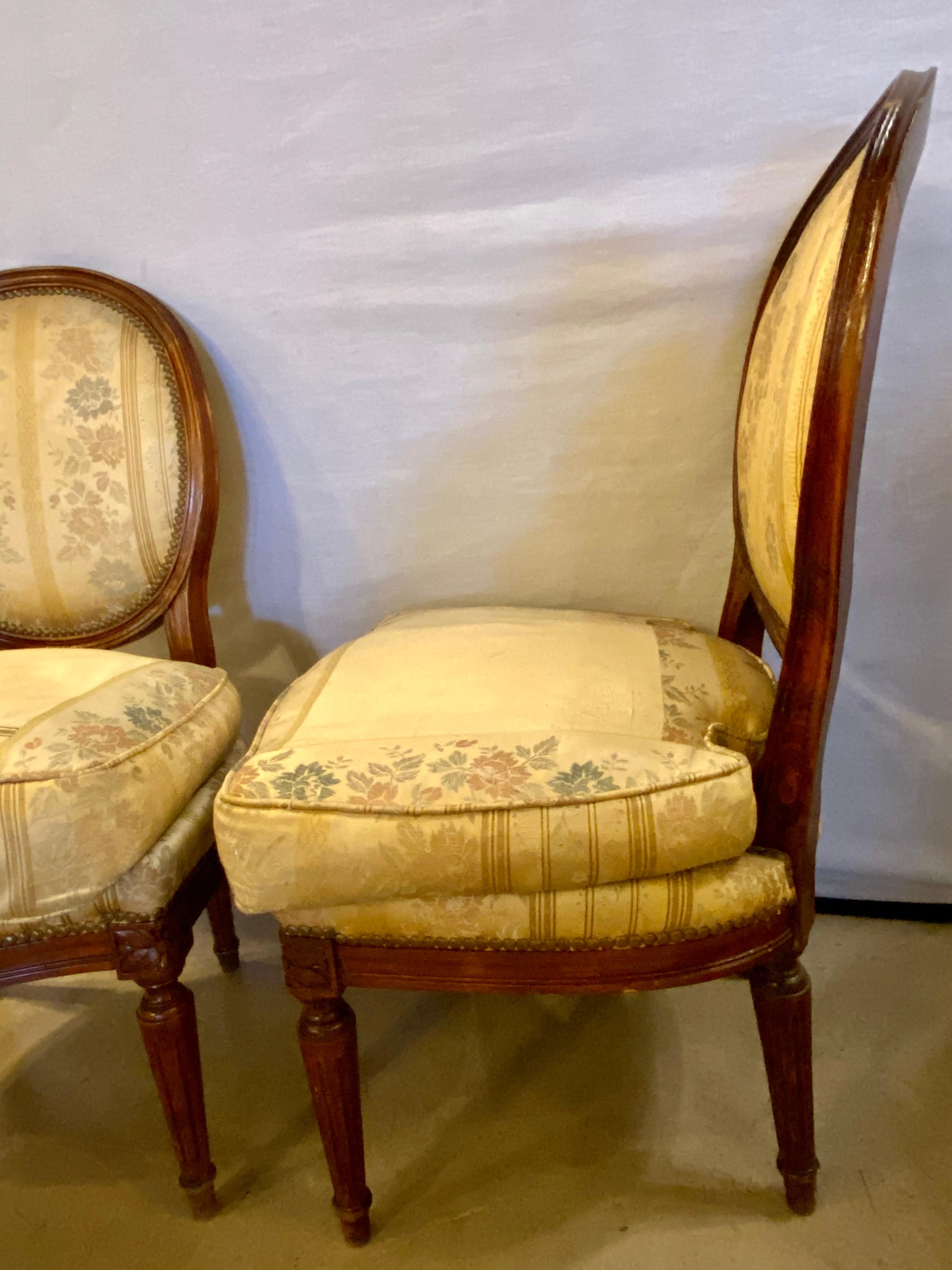 Mid-20th Century Pair of Maison Jansen Louis XVI Boudoir Slipper or Childrens Chairs All Original