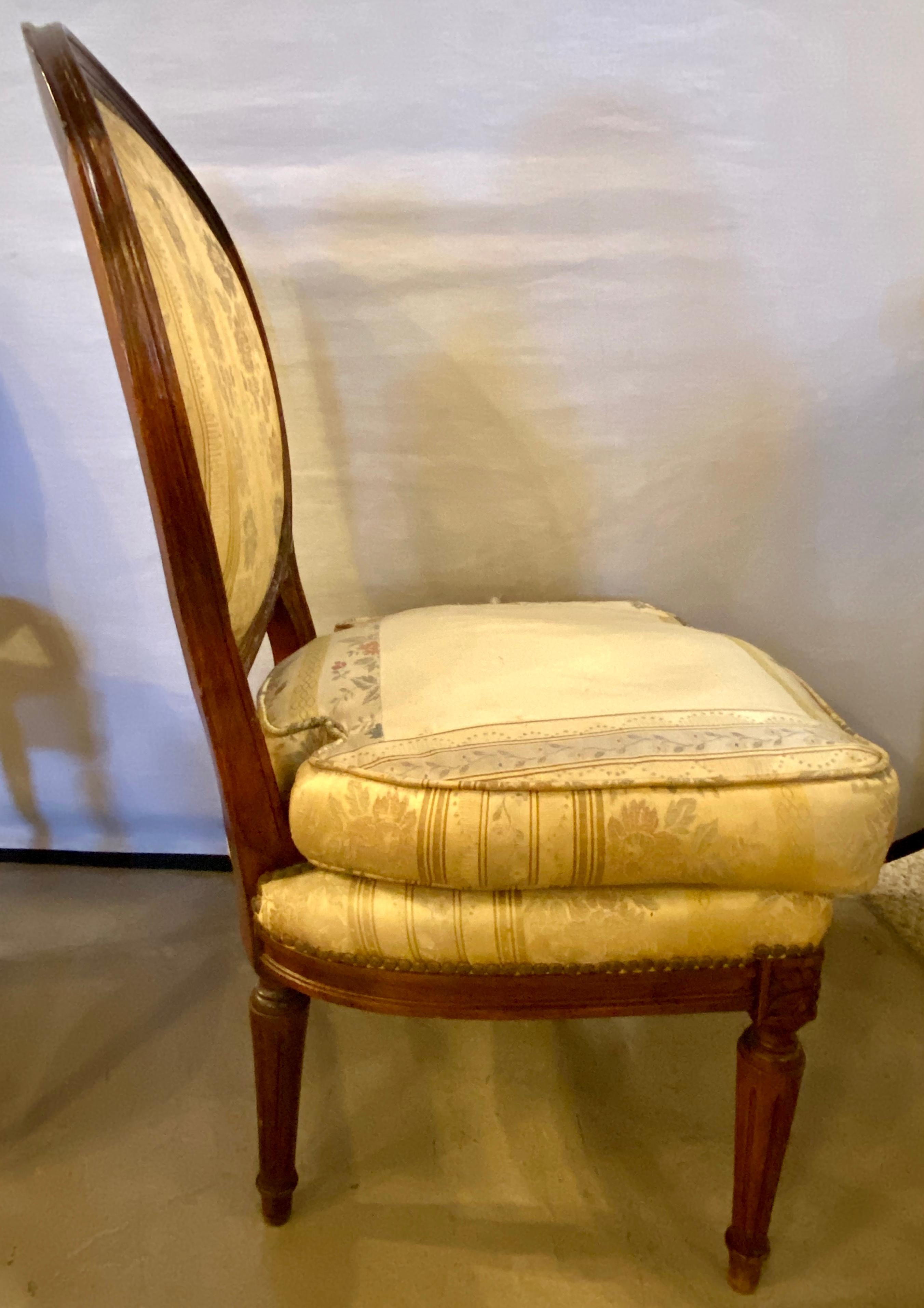 Fabric Pair of Maison Jansen Louis XVI Boudoir Slipper or Childrens Chairs All Original