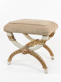 Pair of Maison Jansen Louis XVI Style Giltwood and Painted Curule Stools