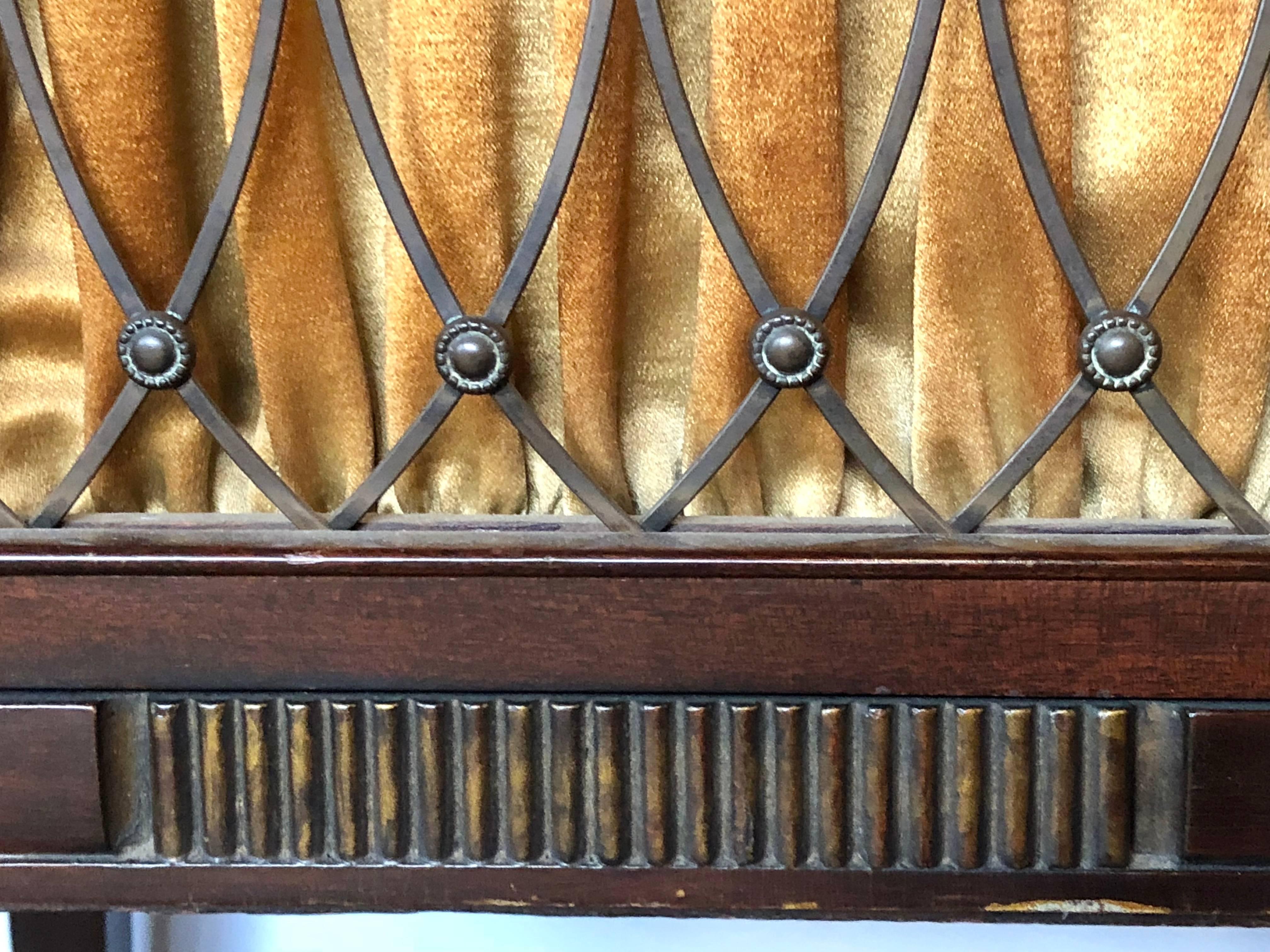 Pair of Maison Jansen Mahogany Marble-Top Nightstands or End Tables In Good Condition In Manhasset, NY