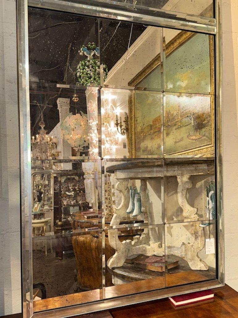 Pair of Maison Jansen Manner Eglomise' Sunburst Mirrors with Divided Glass For Sale 1