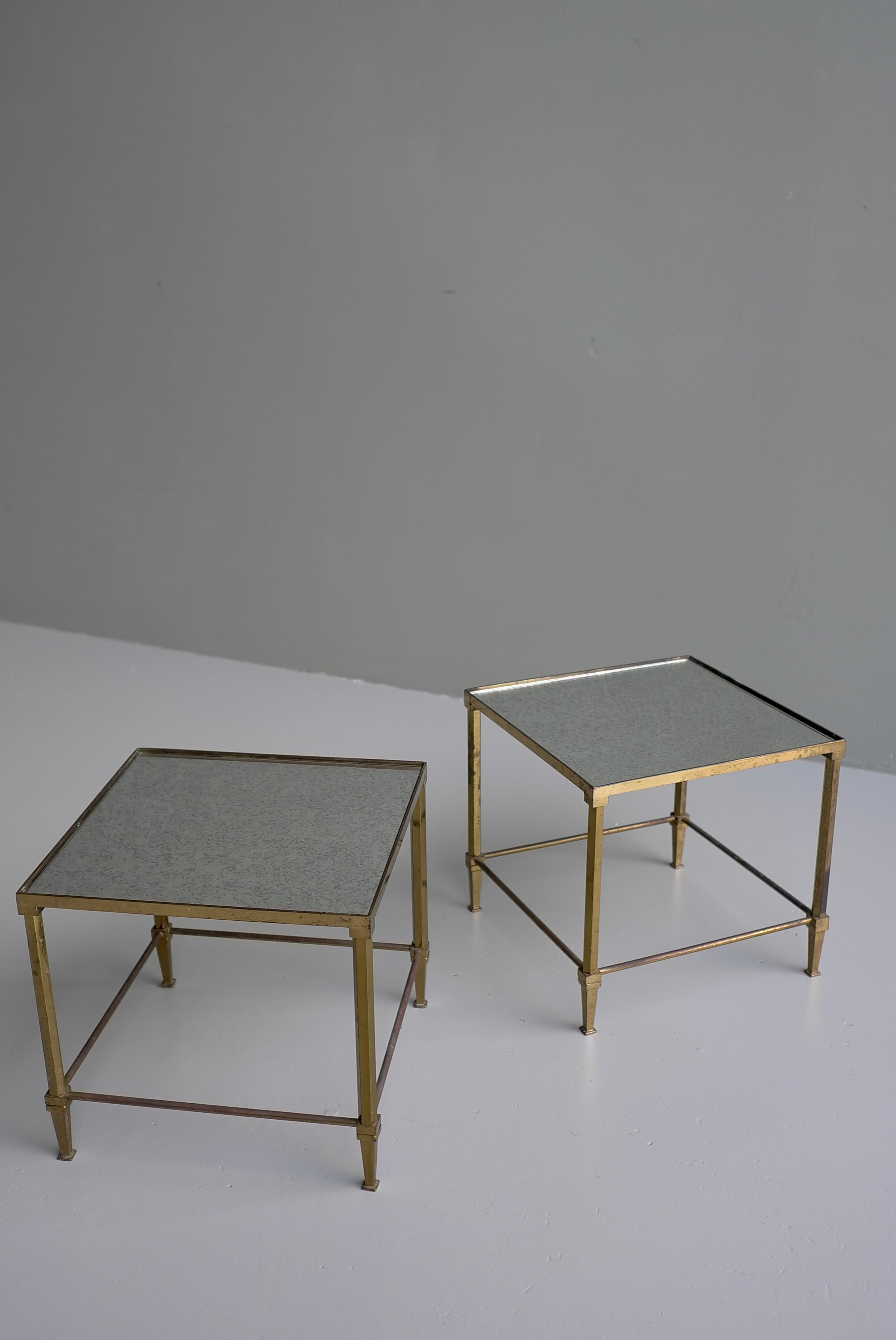 French Pair of Maison Jansen Mid-Century Modern Side Tables, France, 1950's For Sale