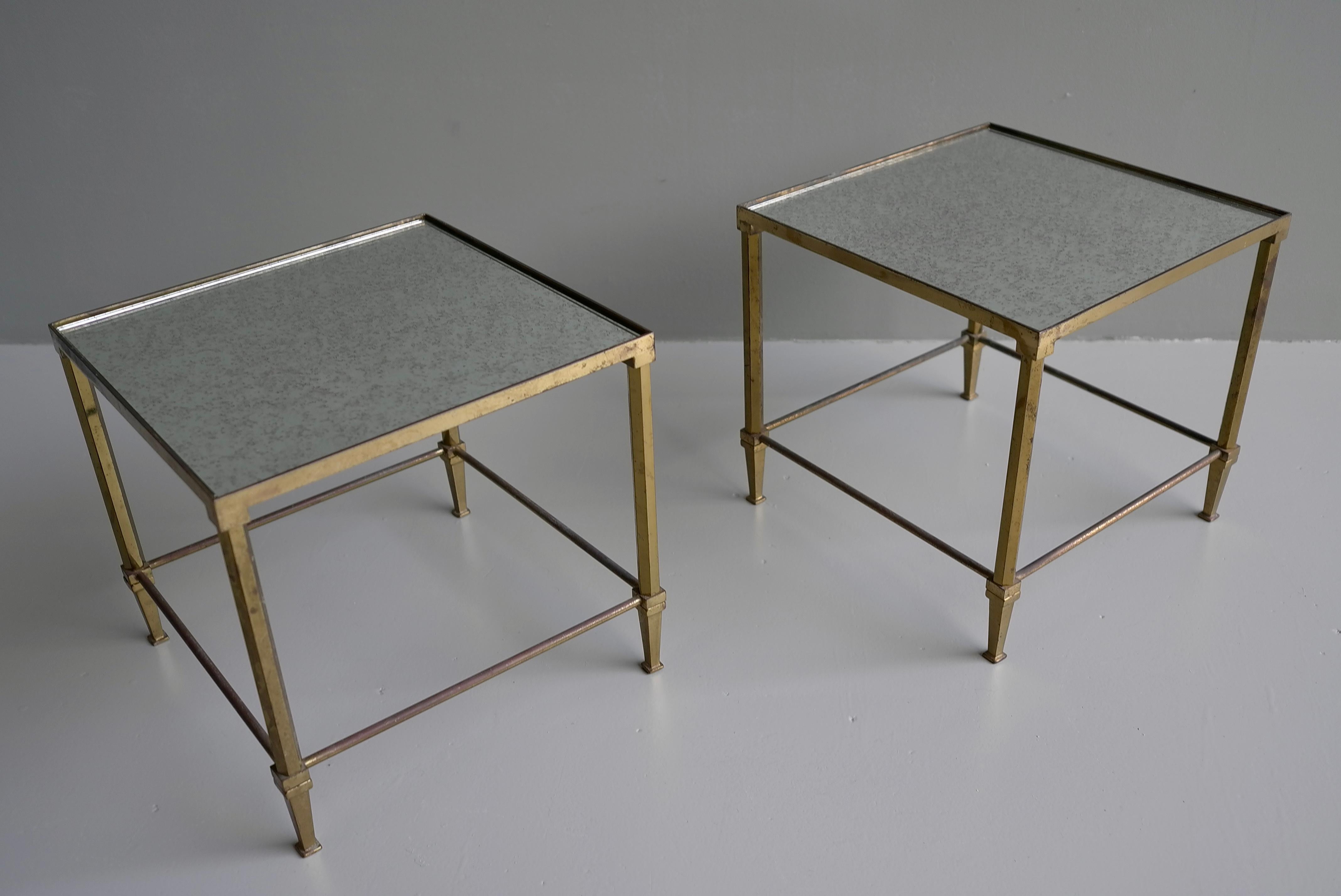 Mid-20th Century Pair of Maison Jansen Mid-Century Modern Side Tables, France, 1950's For Sale