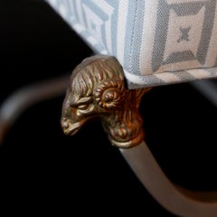 Pair of Maison Jansen Neoclassic Style Steel and Brass Ottoman or Benches