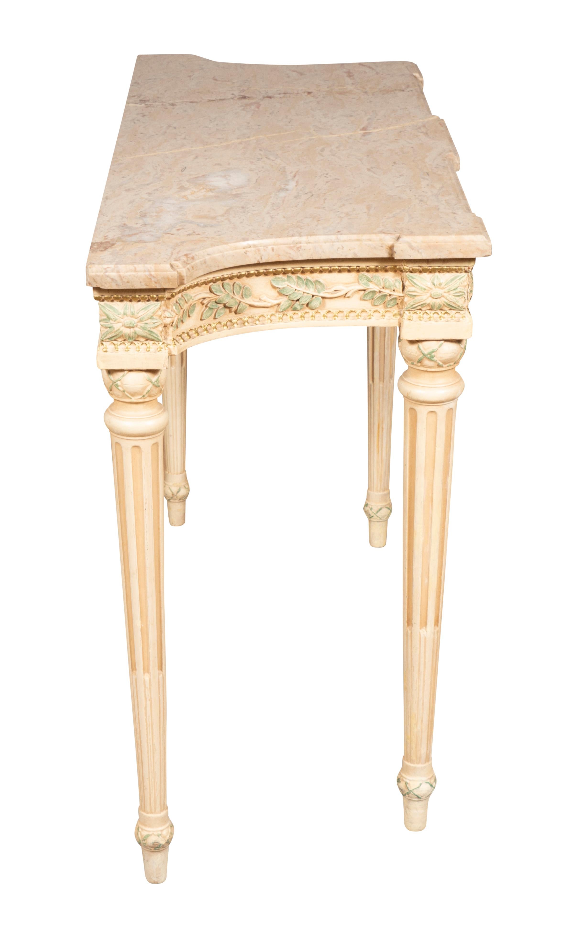 French Pair Of Maison Jansen Painted Console Tables For Sale