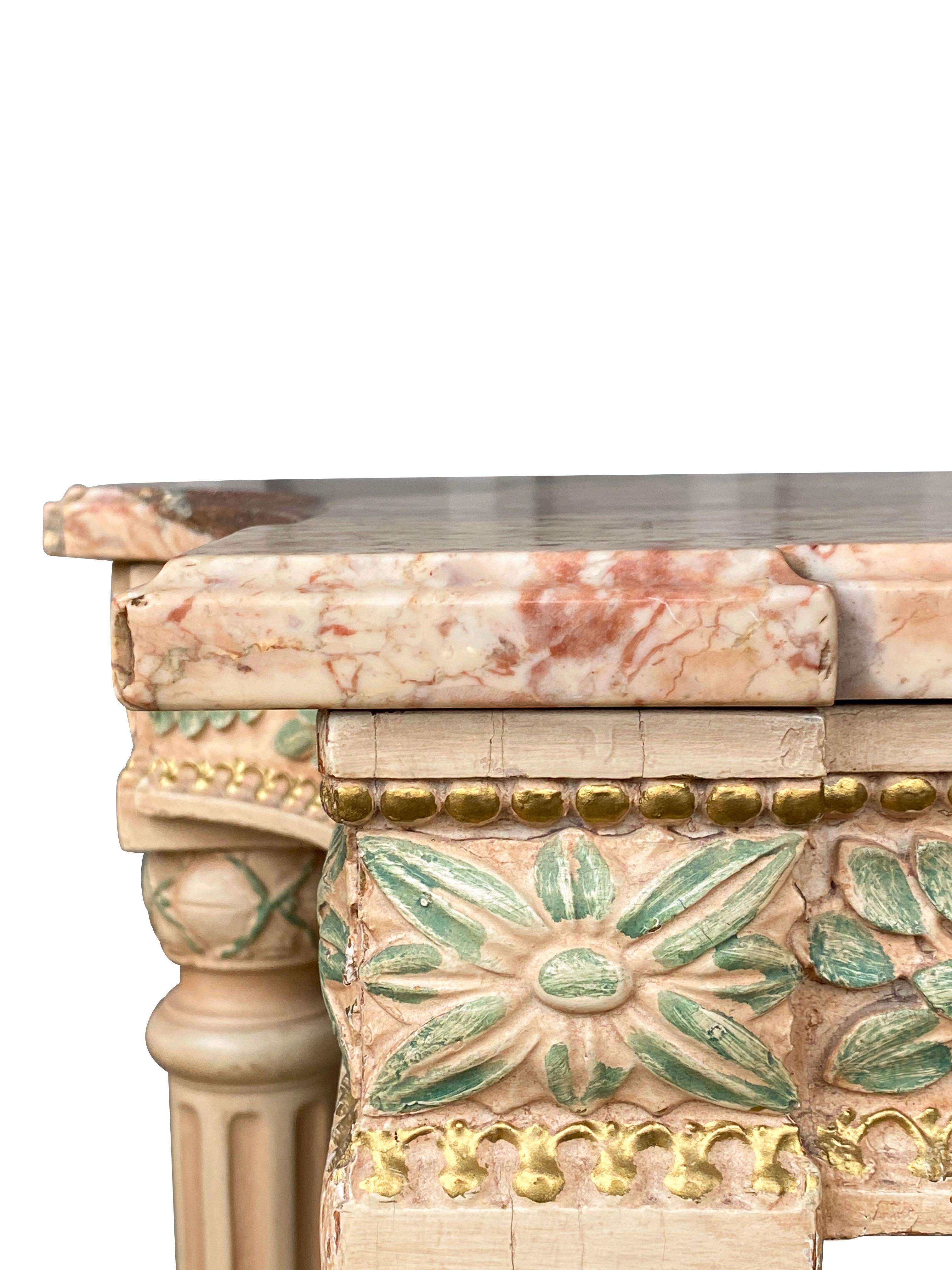 Wood Pair of Maison Jansen Painted Console Tables