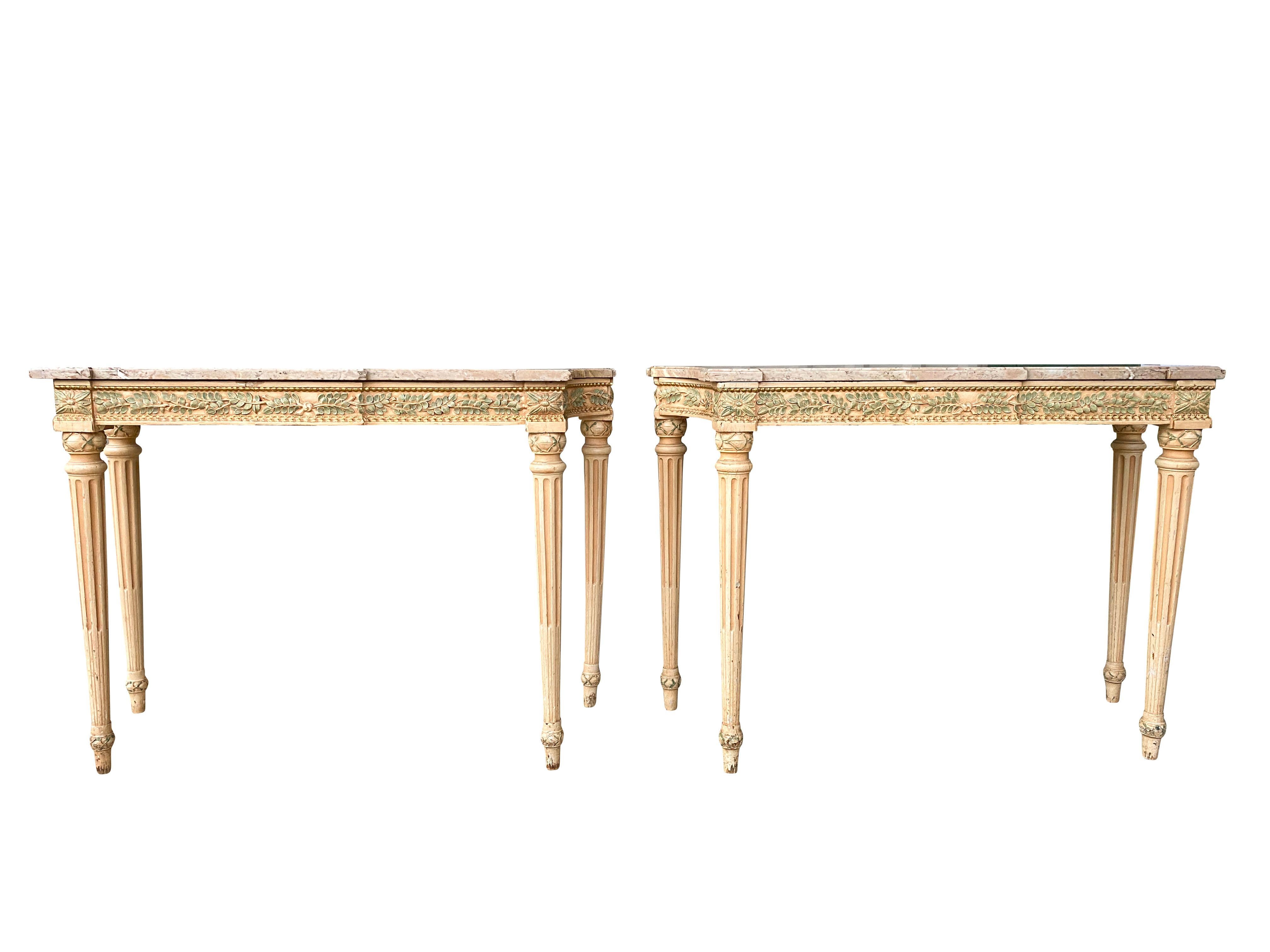 Pair of Maison Jansen Painted Console Tables 1