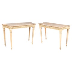 Coppia di tavoli da console dipinti della Maison Jansen delle Torri Waldorf
