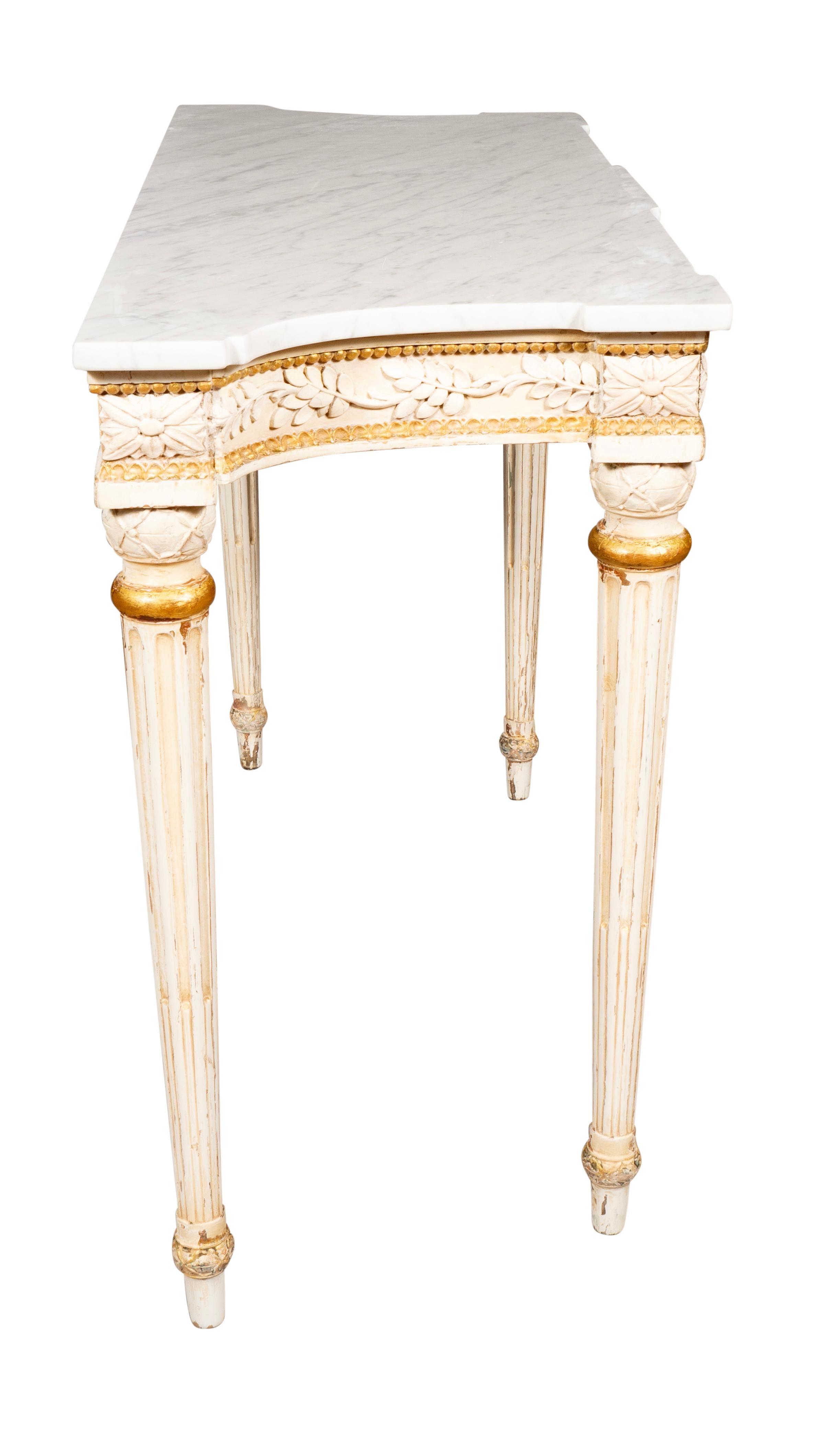 French Pair Of Maison Jansen Painted Console Tables From The Waldorf Towers For Sale