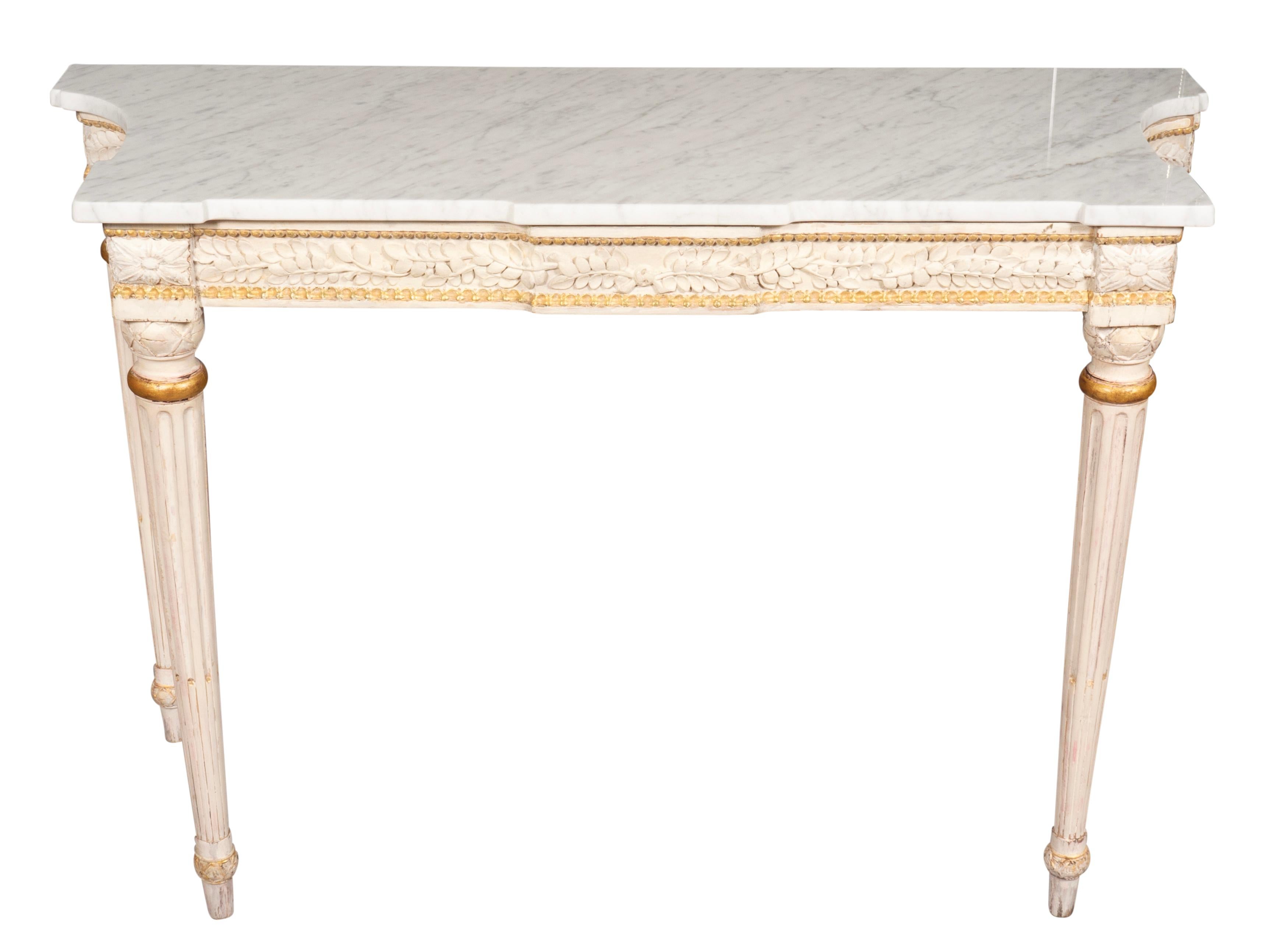 Oak Pair Of Maison Jansen Painted Console Tables From The Waldorf Towers For Sale