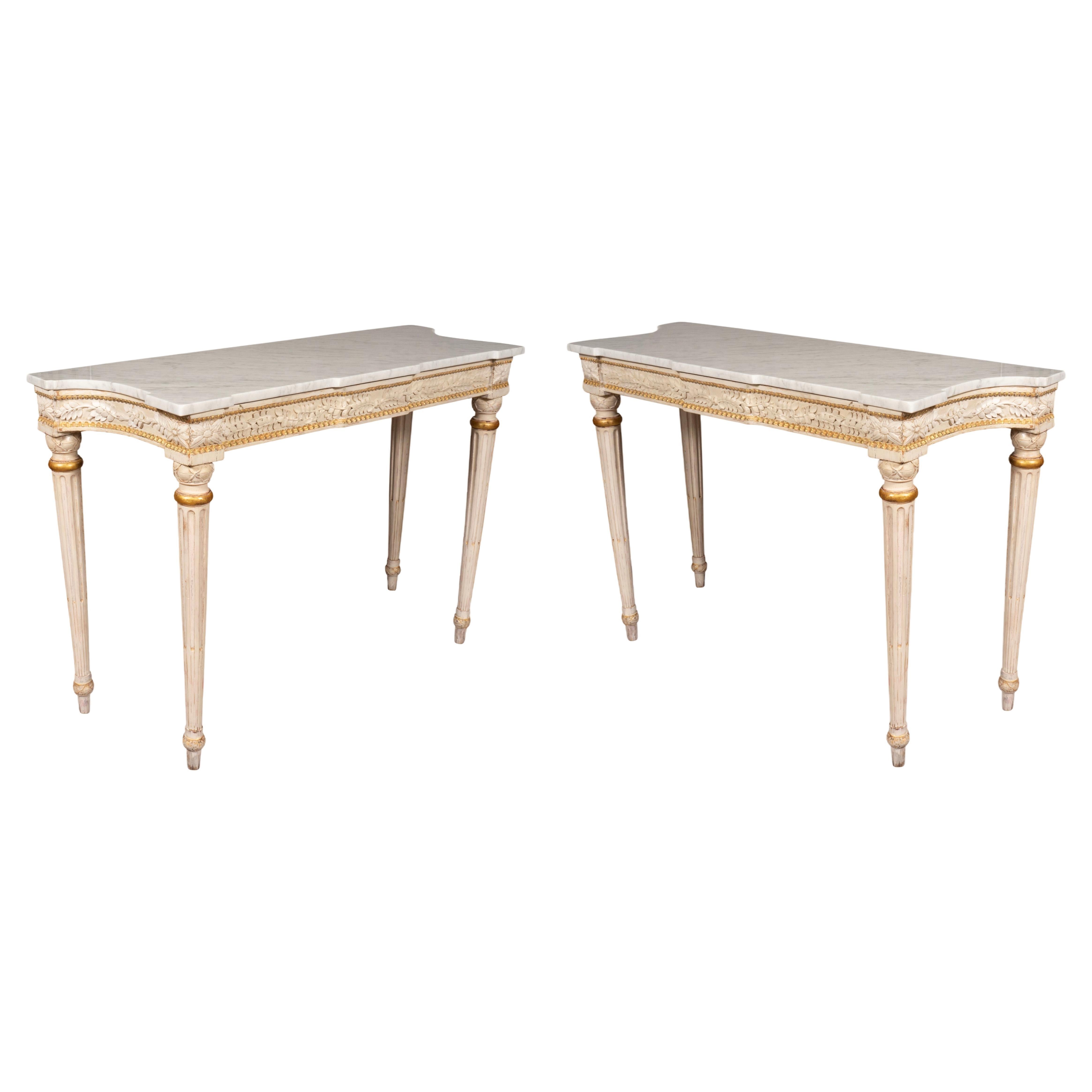 Pair Of Maison Jansen Painted Console Tables From The Waldorf Towers For Sale