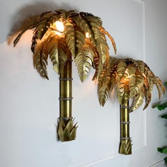Pair of Maison Jansen Palm Tree Wall Lights 1970's