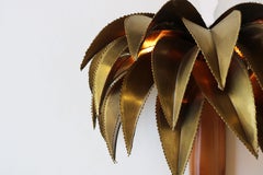 Pair of Maison Jansen Palm Tree Wall Lights / Sconces 1960 Brass Bamboo Regency
