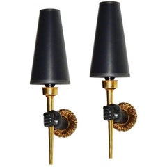 Pair of Maison Jansen Sconces, 1950s , 4 pairs Available, priced by Pair