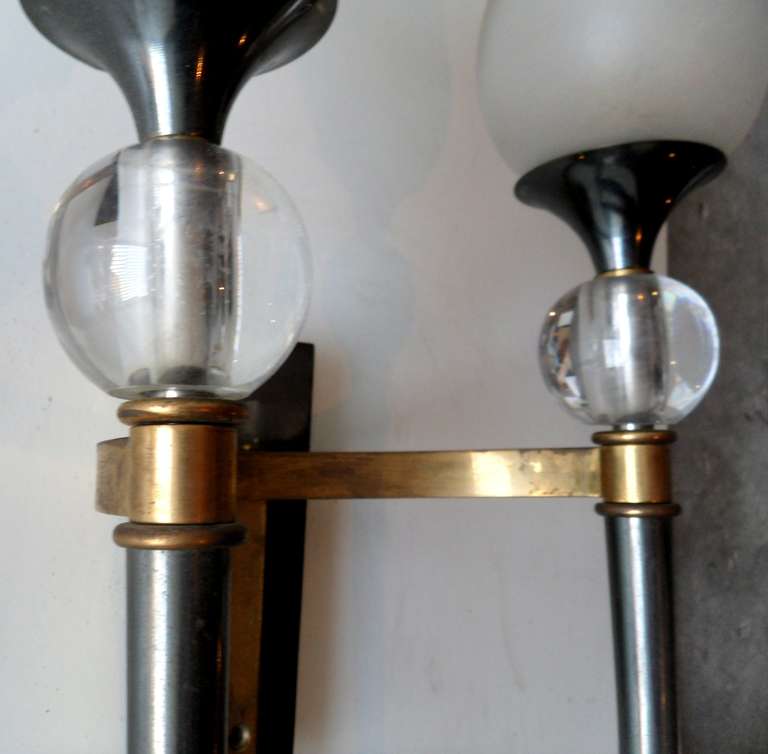 Mid-Century Modern Pair of Maison Jansen Sconces