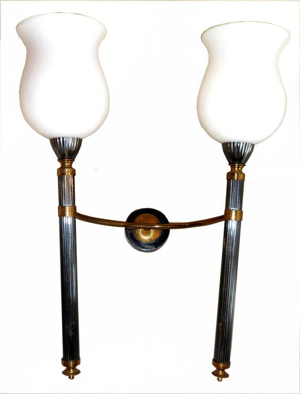Mid-Century Modern Pair of Maison Jansen Sconces, 6 pairs Available  For Sale