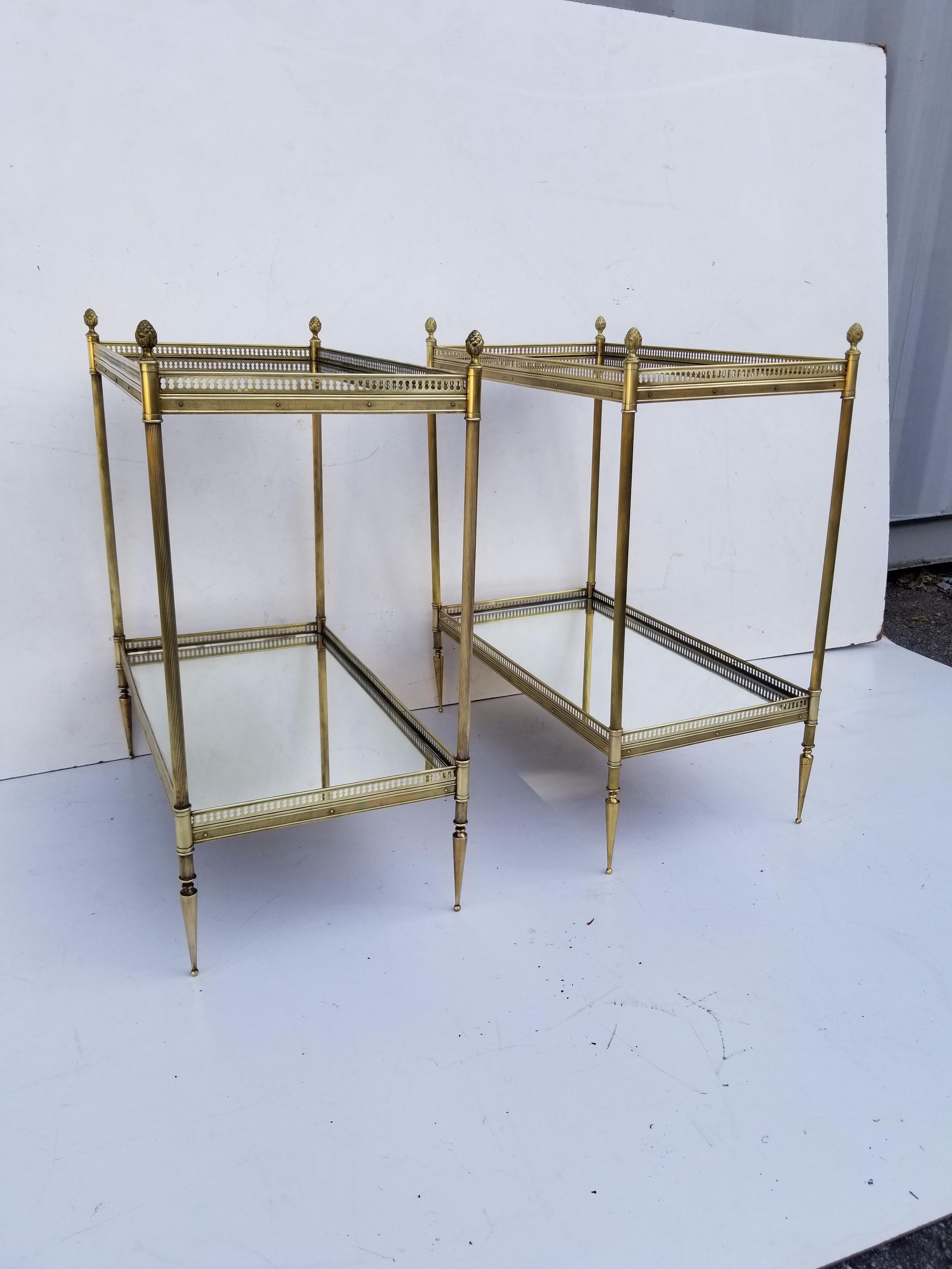 Brass Pair of Maison Jansen Side Table