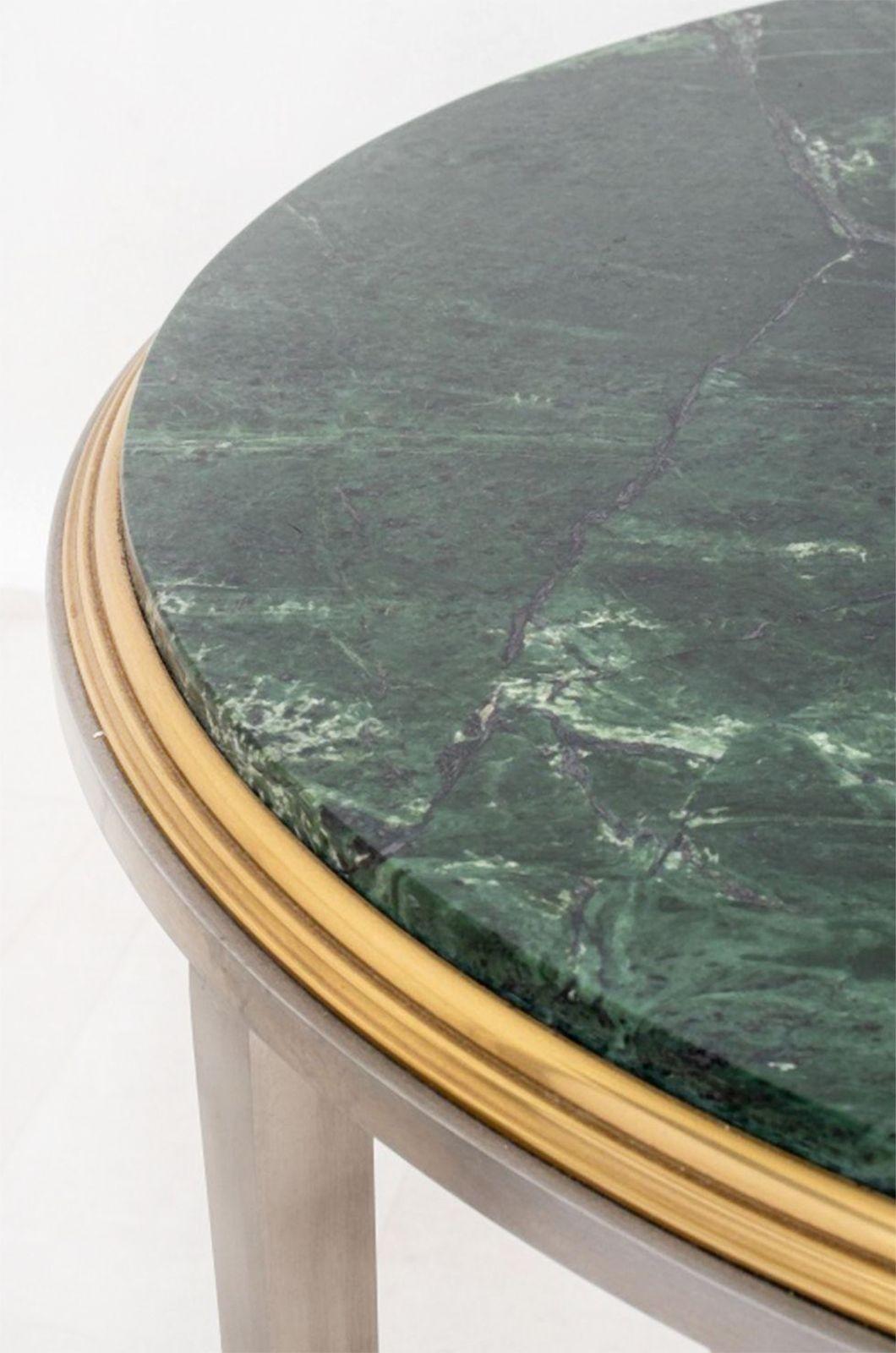 Pair of Maison Jansen Side Tables with Verde Antico Marble Tops In Good Condition For Sale In Los Angeles, CA
