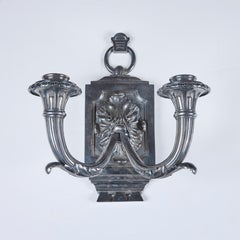 Pair of Maison Jansen Silvered Sconces