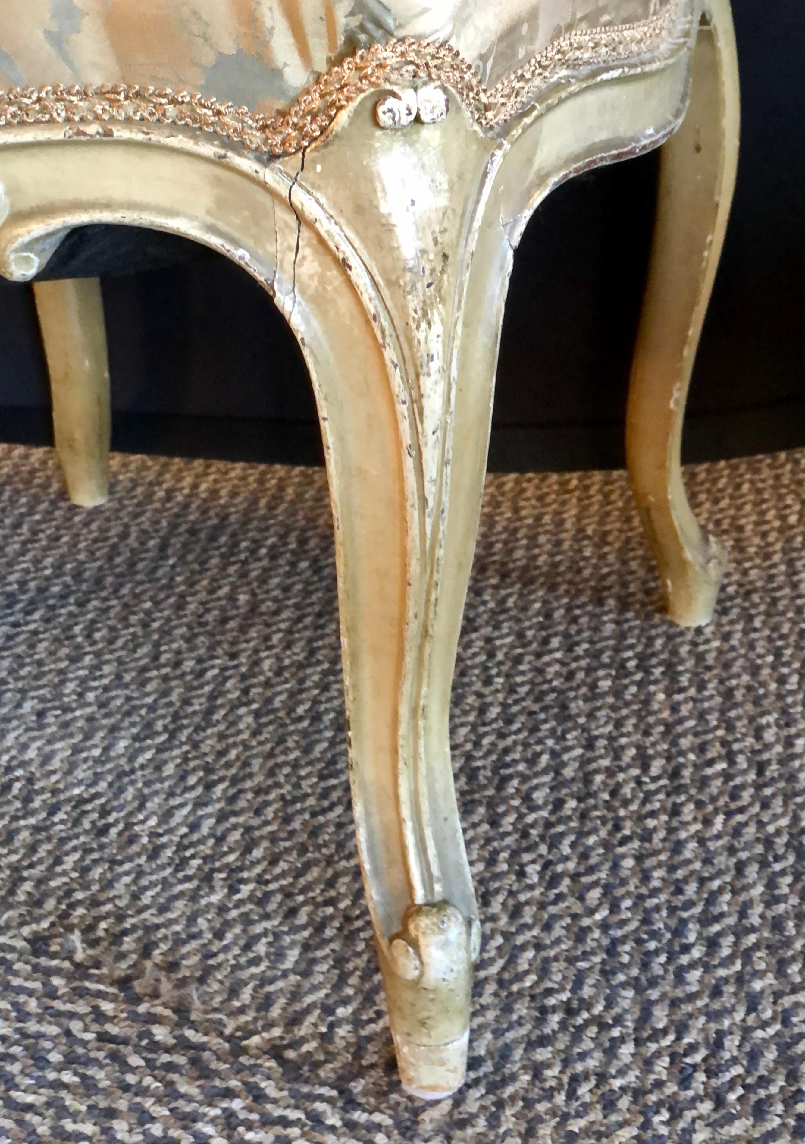 Maison Jansen, Louis XV, Slipper Chairs, Beige Carved Wood, Scalamandre Fabric For Sale 2