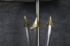 Pair of Maison Jansen Style Brass and Steel Floor Lamps