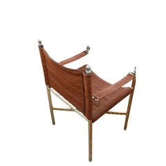 Pair of Maison Jansen Style Brass Director Chairs