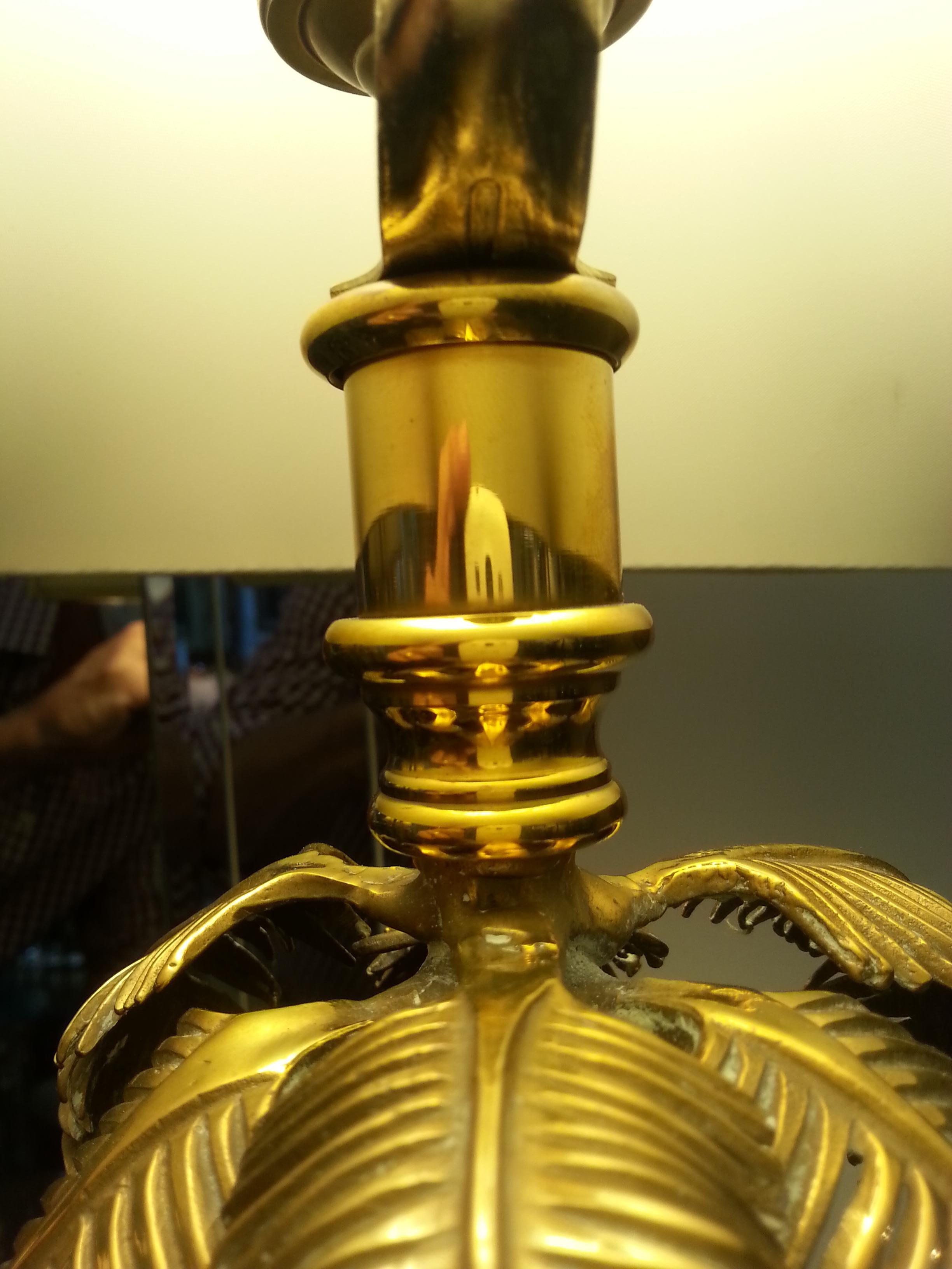 Pair of Maison Jansen Style Brass Palm Tree Lamps 5