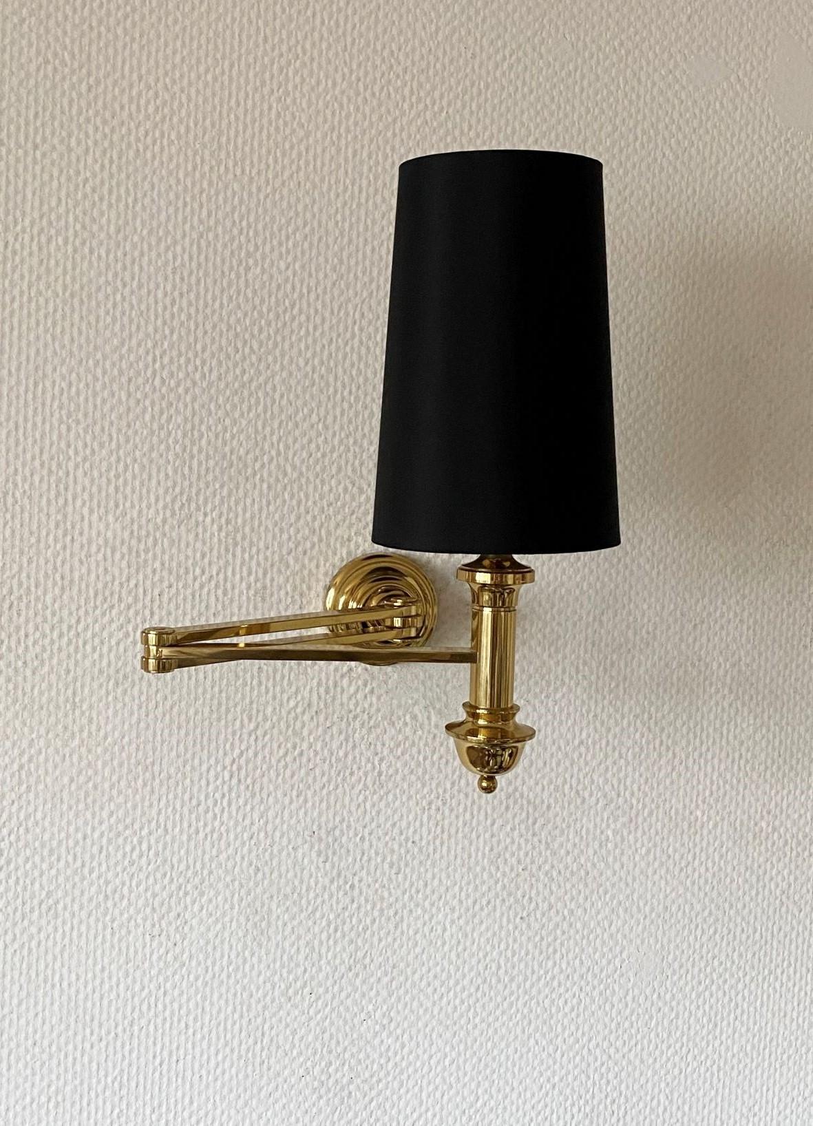 Pair of Maison Jansen Style Brass Swing Arm Wall Sconces Lights, 1960s For Sale 6