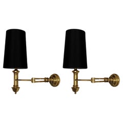 Vintage Pair of Brass Swing Arm Wall Lights, 1960s
