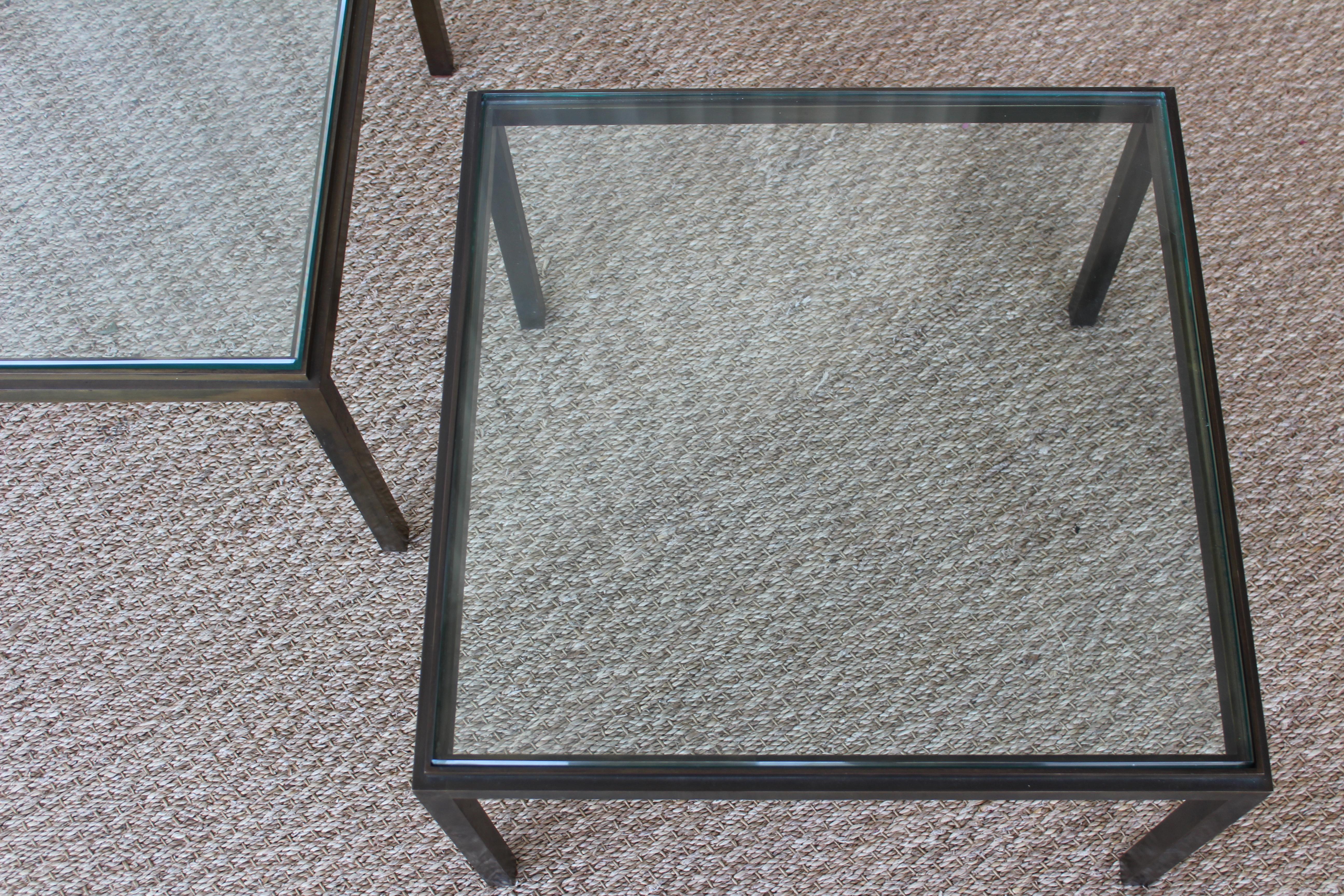 Pair of Maison Jansen Style Bronze Tables, France, 1950s 3