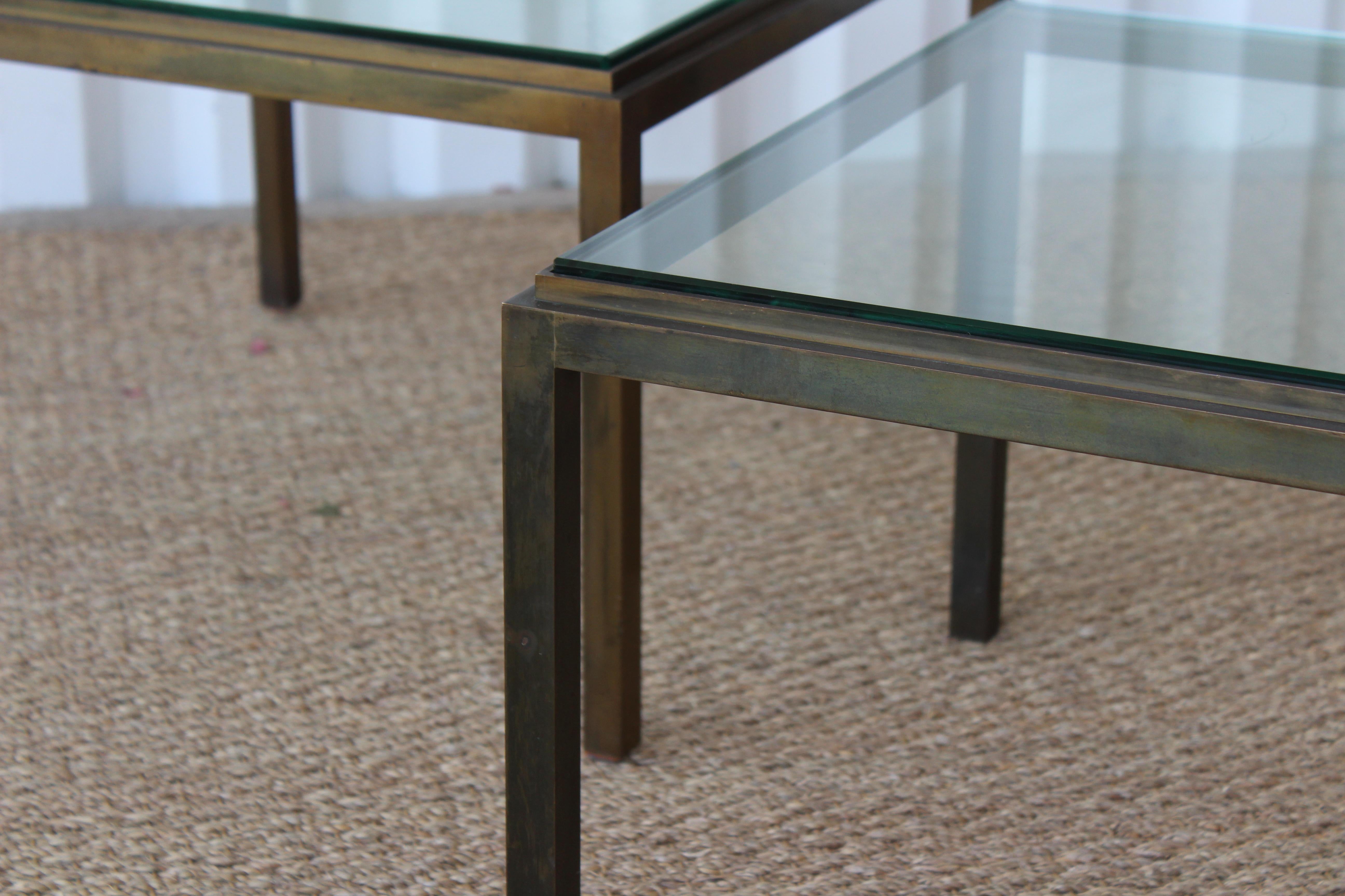 Mid-Century Modern Pair of Maison Jansen Style Bronze Tables, France, 1950s