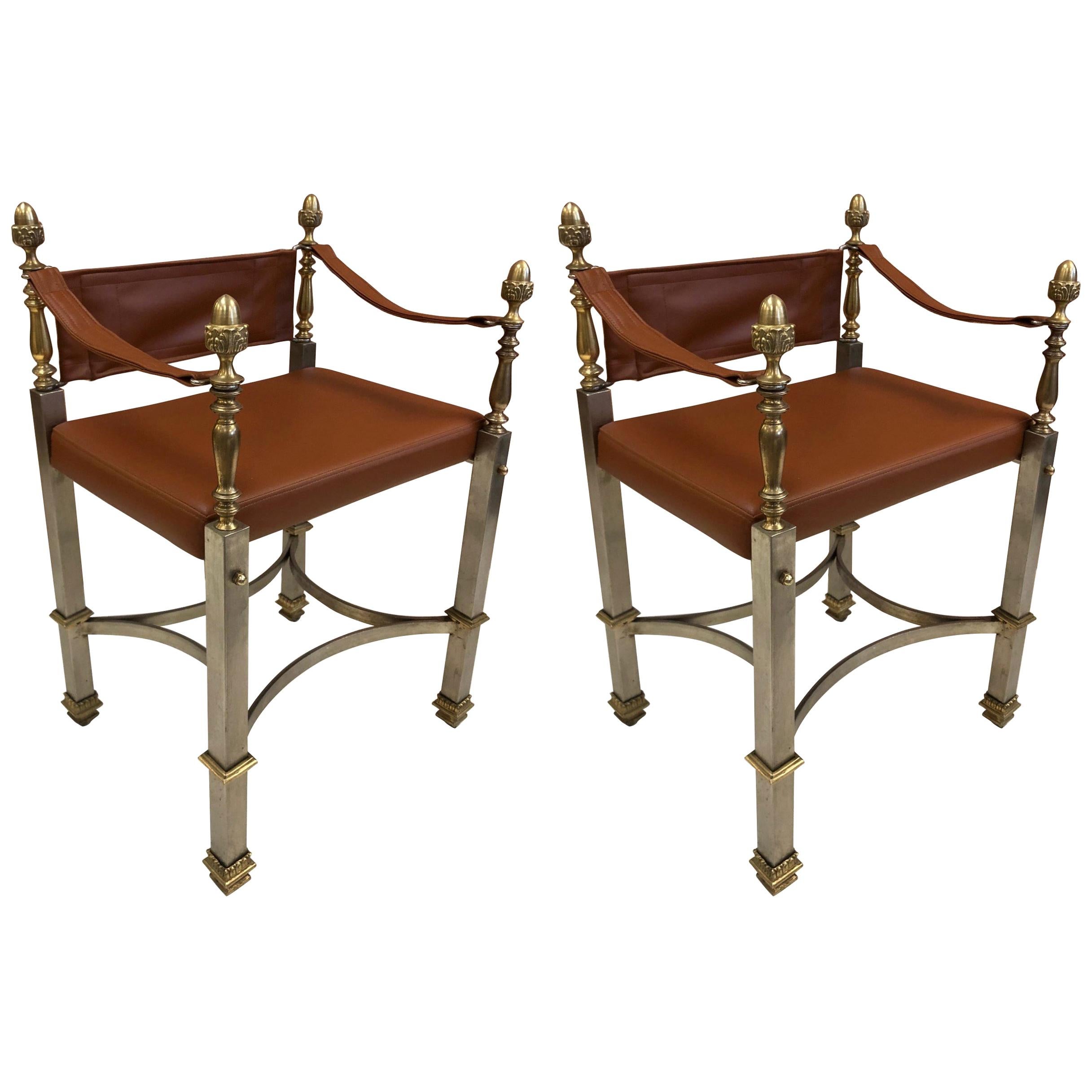 Pair of Maison Jansen Style Campaign Chairs