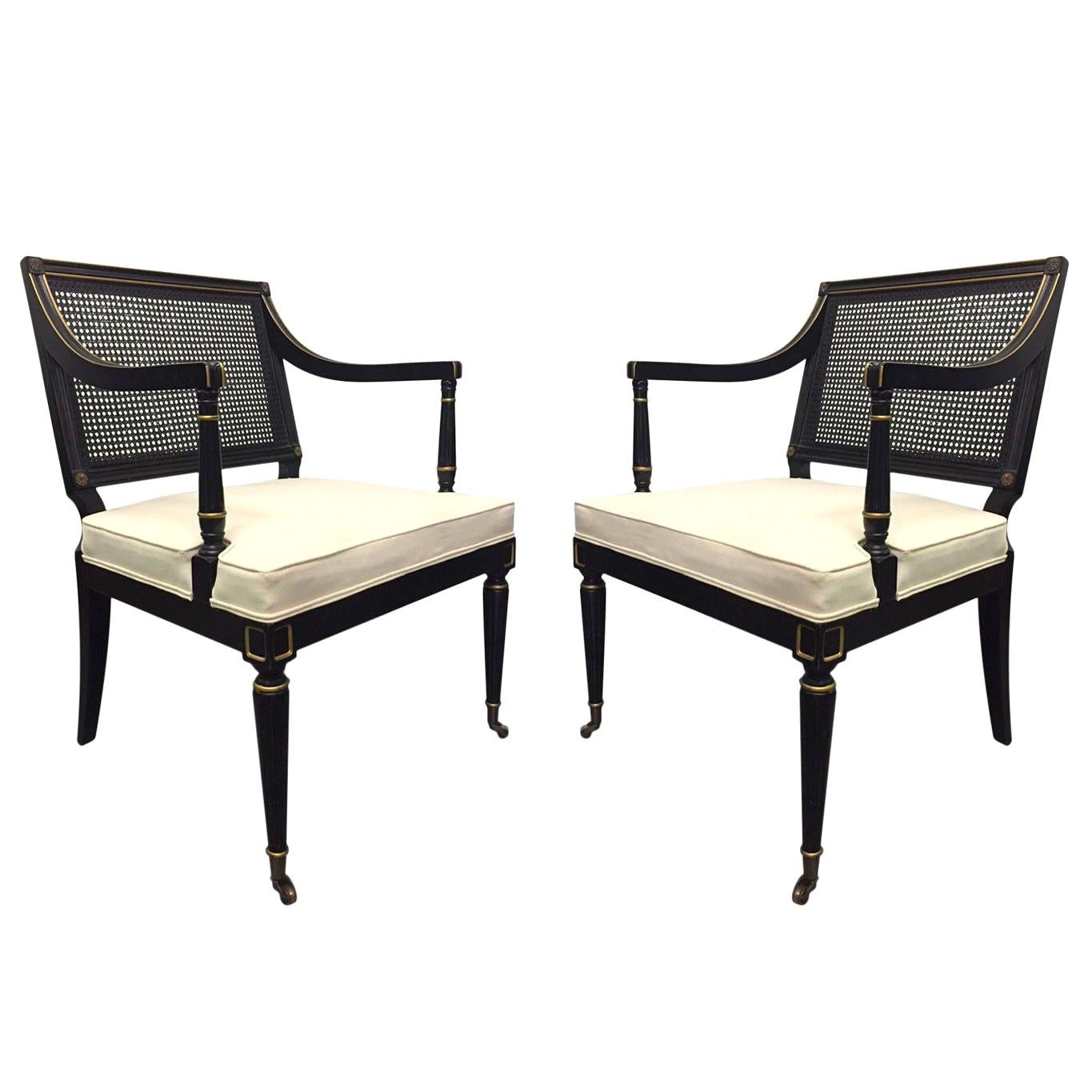 Pair of Maison Jansen Style Cane Armchairs