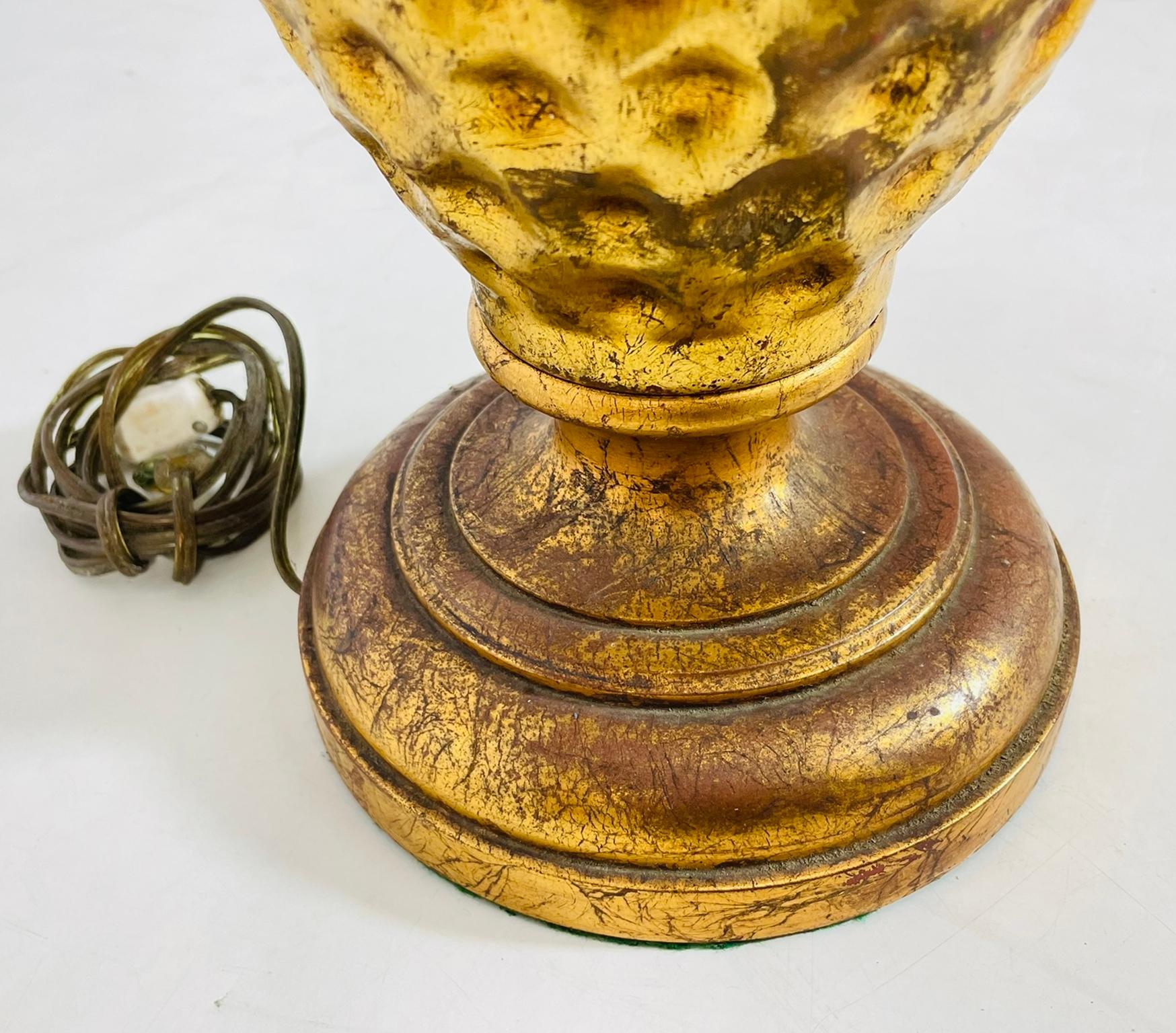 Pair of Maison Jansen Style Gilt Metal Lamps with Cattail Motif – France 1950's im Angebot 7