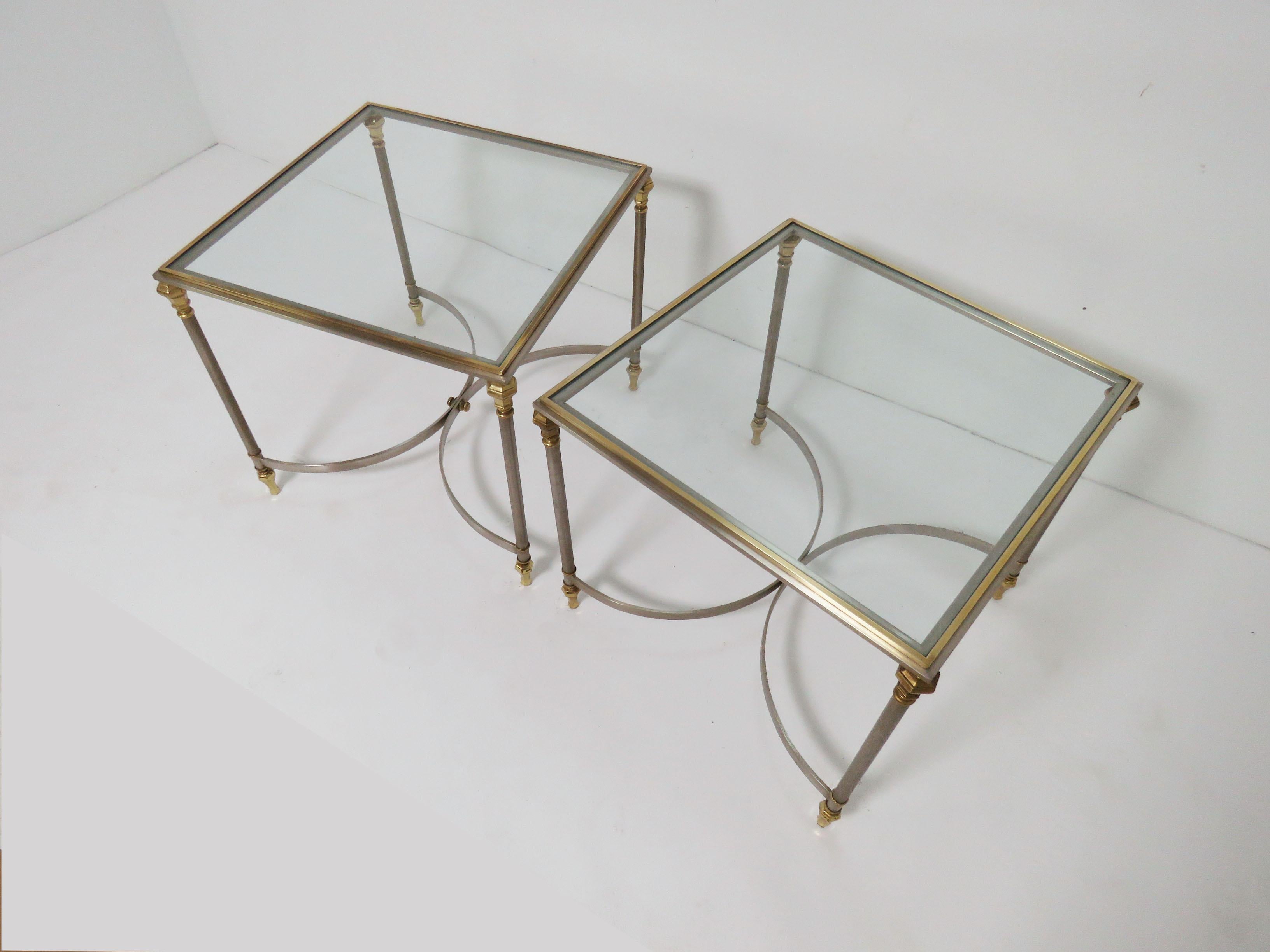 Pair of Maison Jansen Style Mixed Metal Side Tables, Made in Italy, circa 1960s 2
