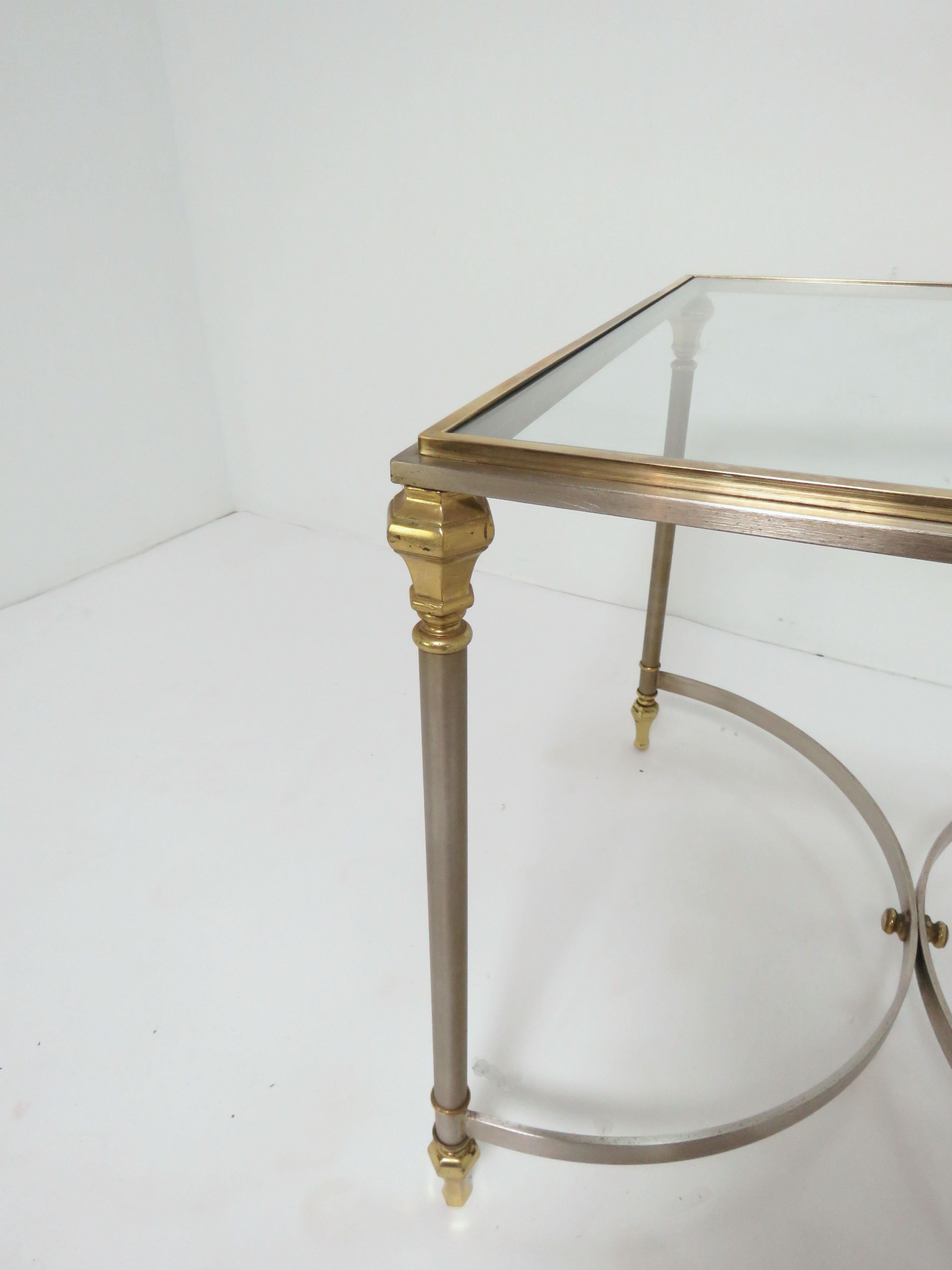 Pair of Maison Jansen Style Mixed Metal Side Tables, Made in Italy, circa 1960s (Italienisch)