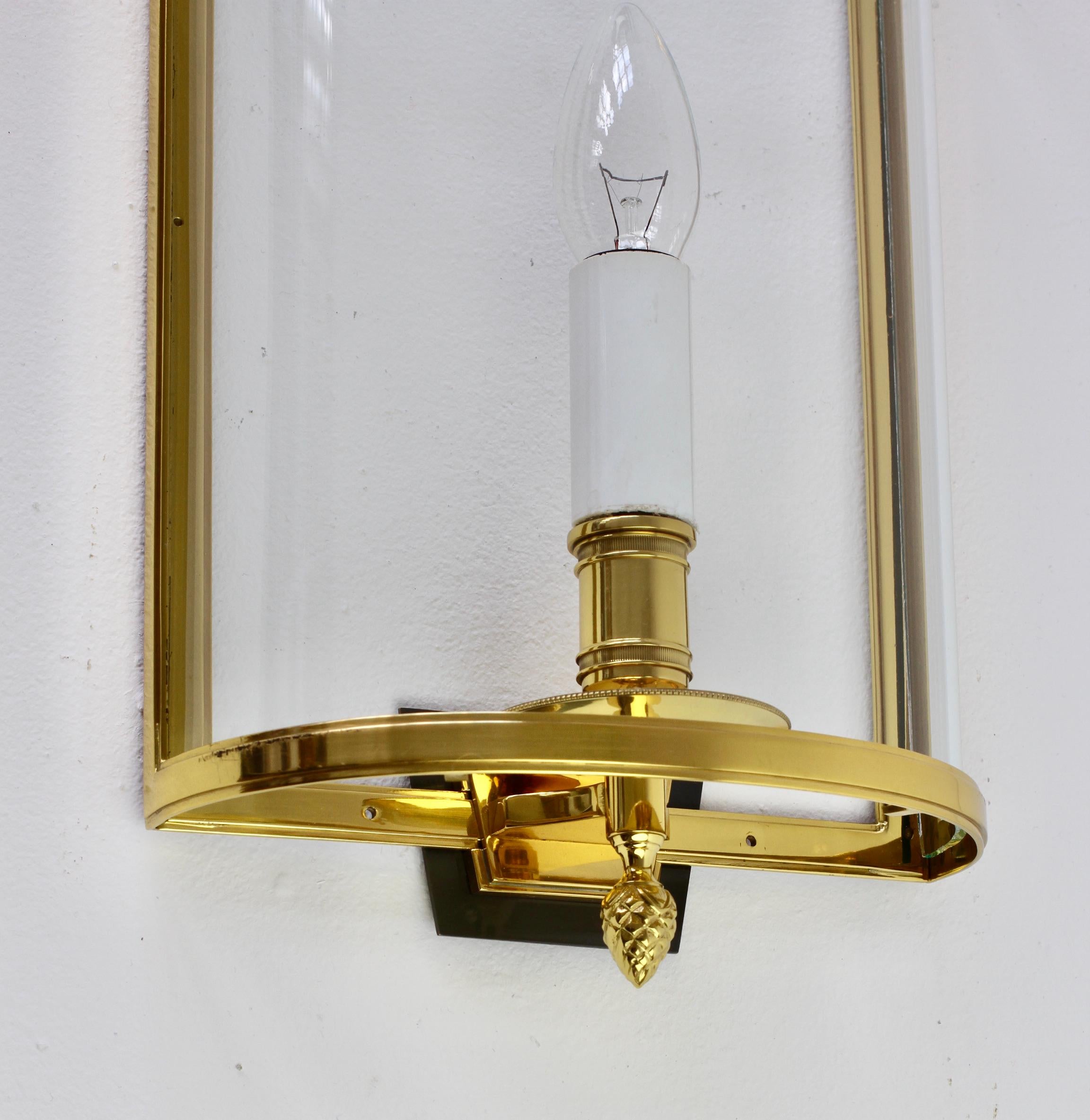 Pair of Maison Jansen Style Polished Brass Sconces by Vereinigte Werkstätten For Sale 6