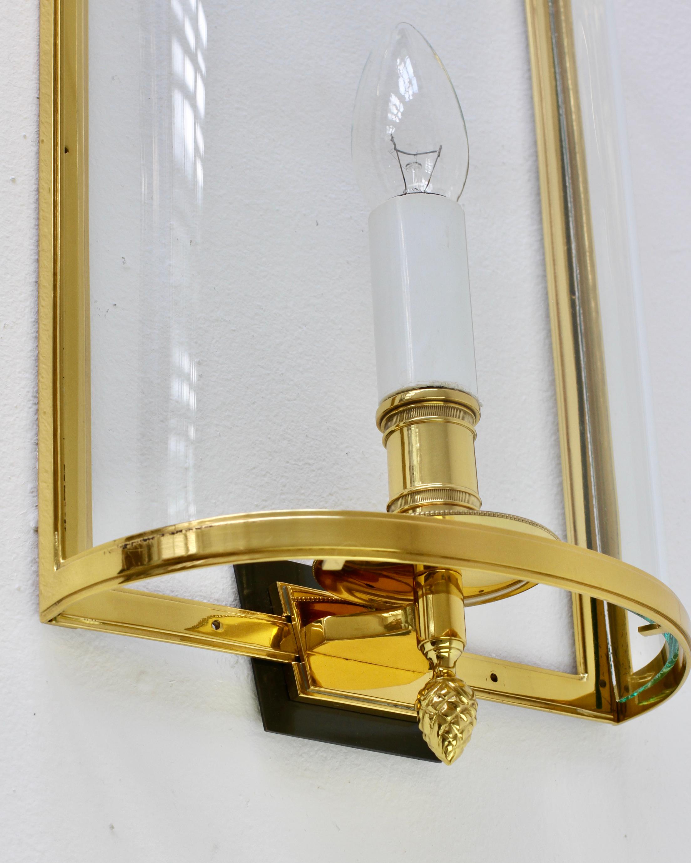 Pair of Maison Jansen Style Polished Brass Sconces by Vereinigte Werkstätten For Sale 7