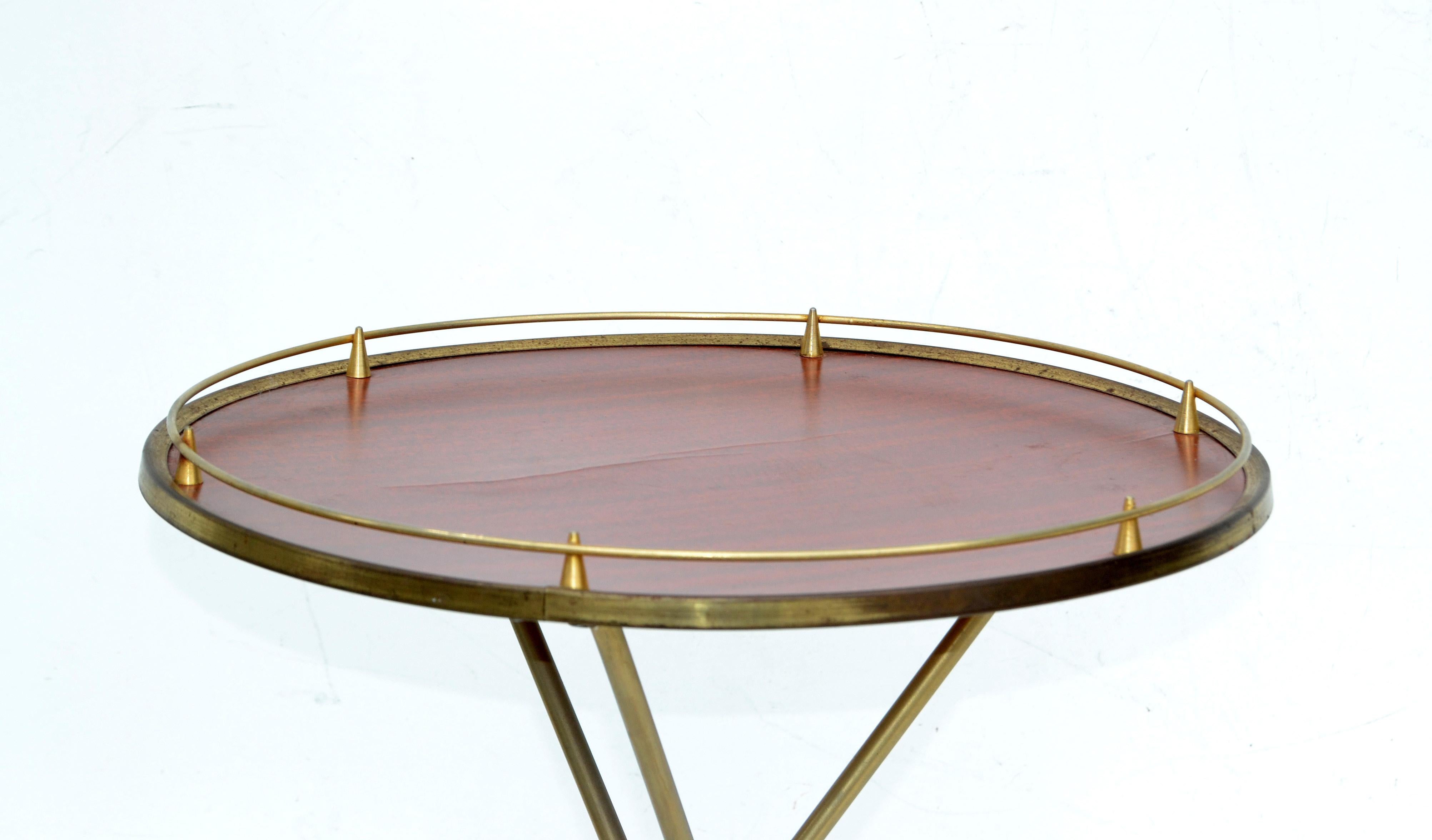 20th Century Pair of Maison Jansen Style Round Side Table Tripod France Mid-Century Modern 