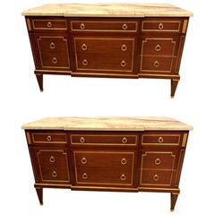Pair of Maison Jansen Style Russian Neoclassical Fashioned Commodes / Sideboards