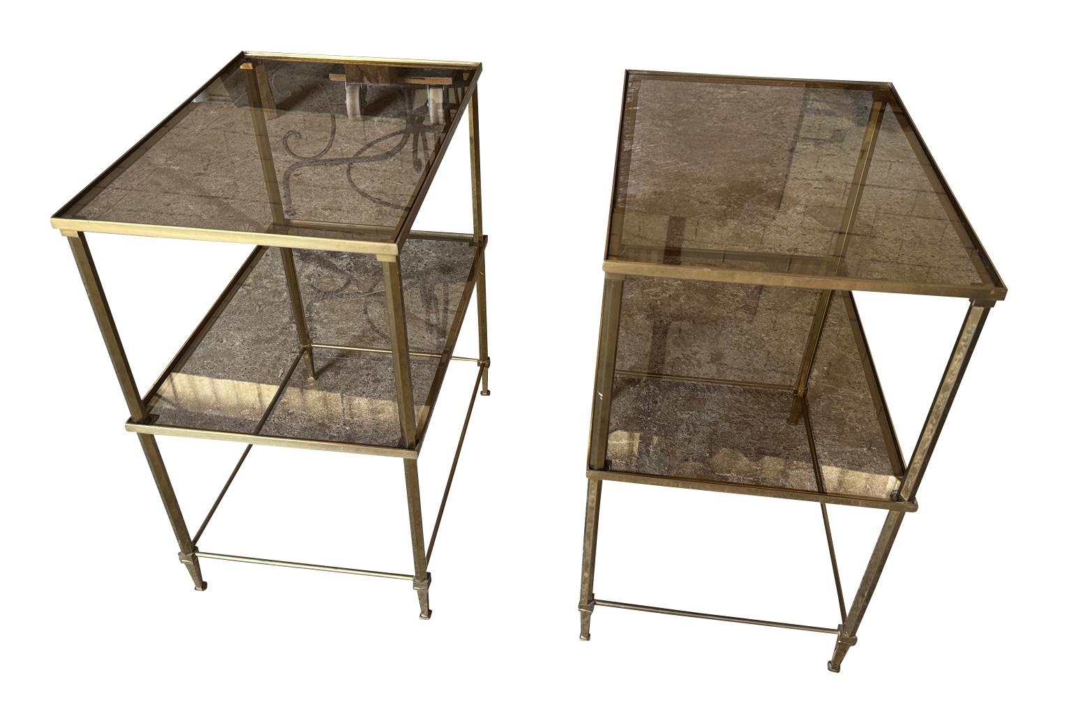French Pair Of Maison Jansen Style Side Tables For Sale
