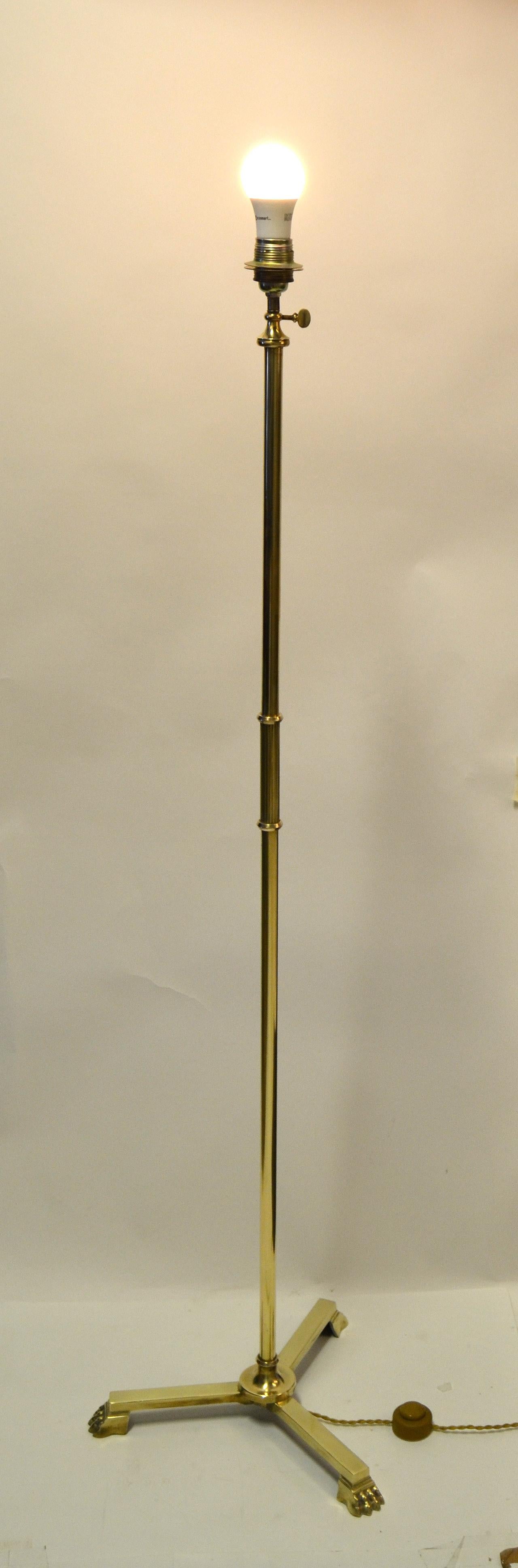 Pair of Maison Jansen Style Two Patina Bronze Neoclassical Floor Lamp Tripod For Sale 9